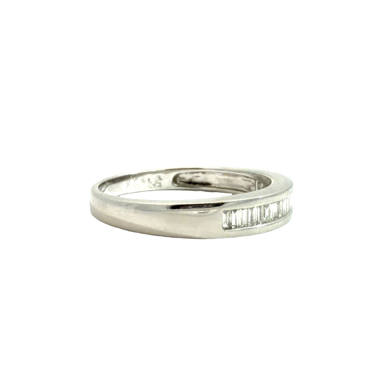 14k White Gold Channel Set 0.28cttw Baguette Diamond Band Size 5.753