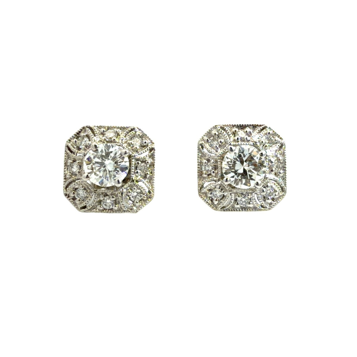 Vintage 14k White Gold 0.70cttw Diamond Stud 0.20cttw Diamond Enhancer Earrings5