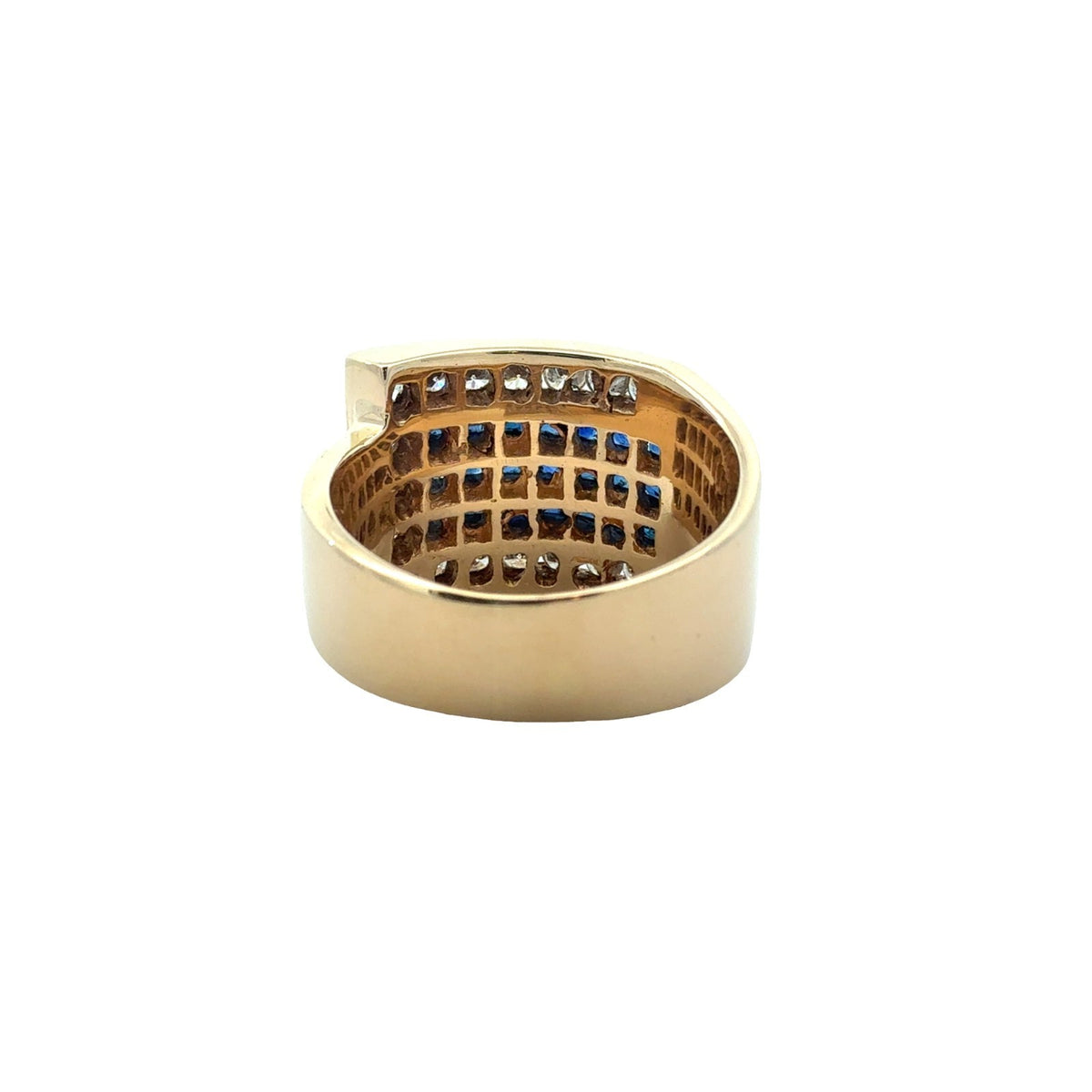 13.5k Yellow Gold 0.81cttw Diamond & 1.26cttw Sapphire Statement Ring Size 6.753