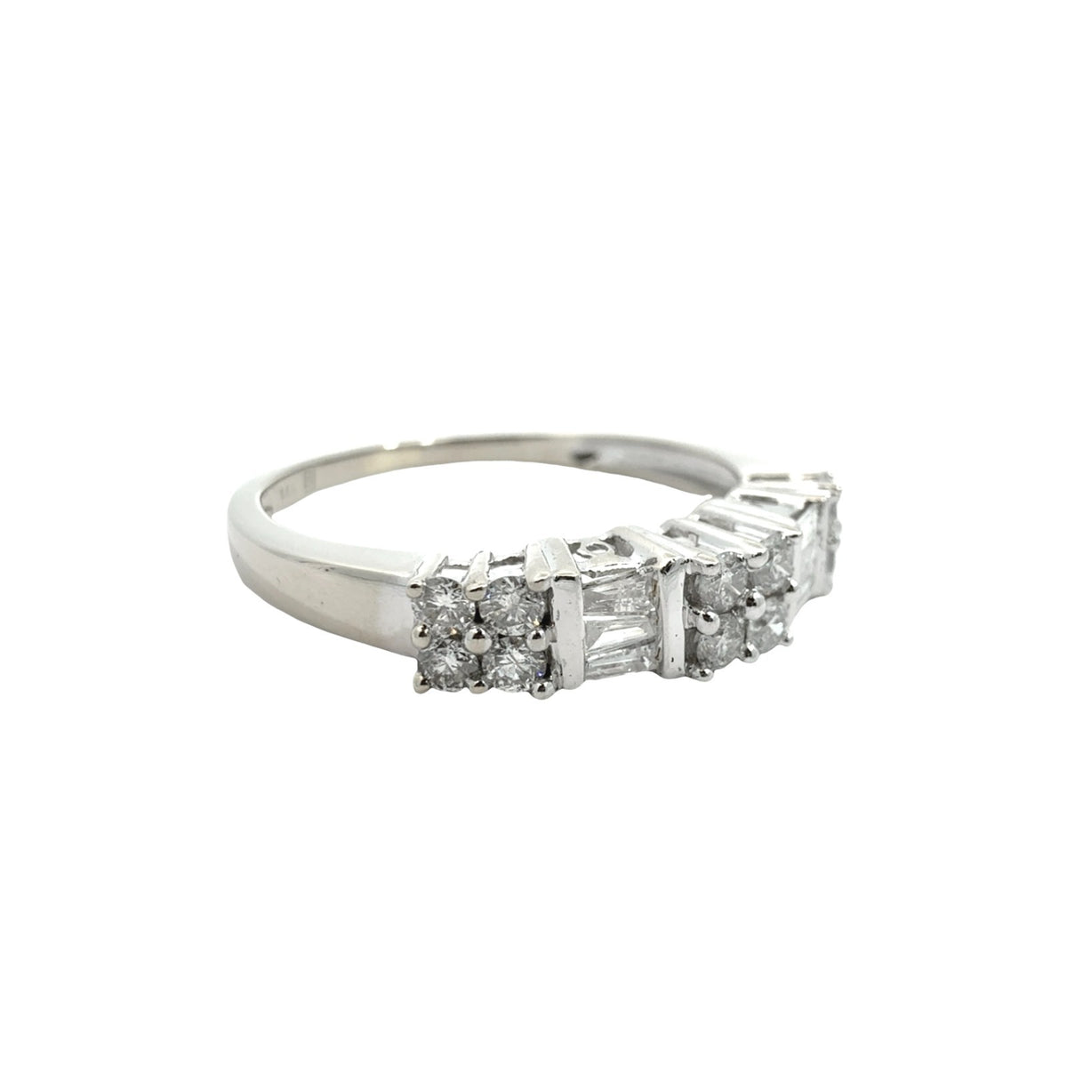 14k White Gold 0.52cttw Diamond Baguette and Round Anniversary Band Ring2