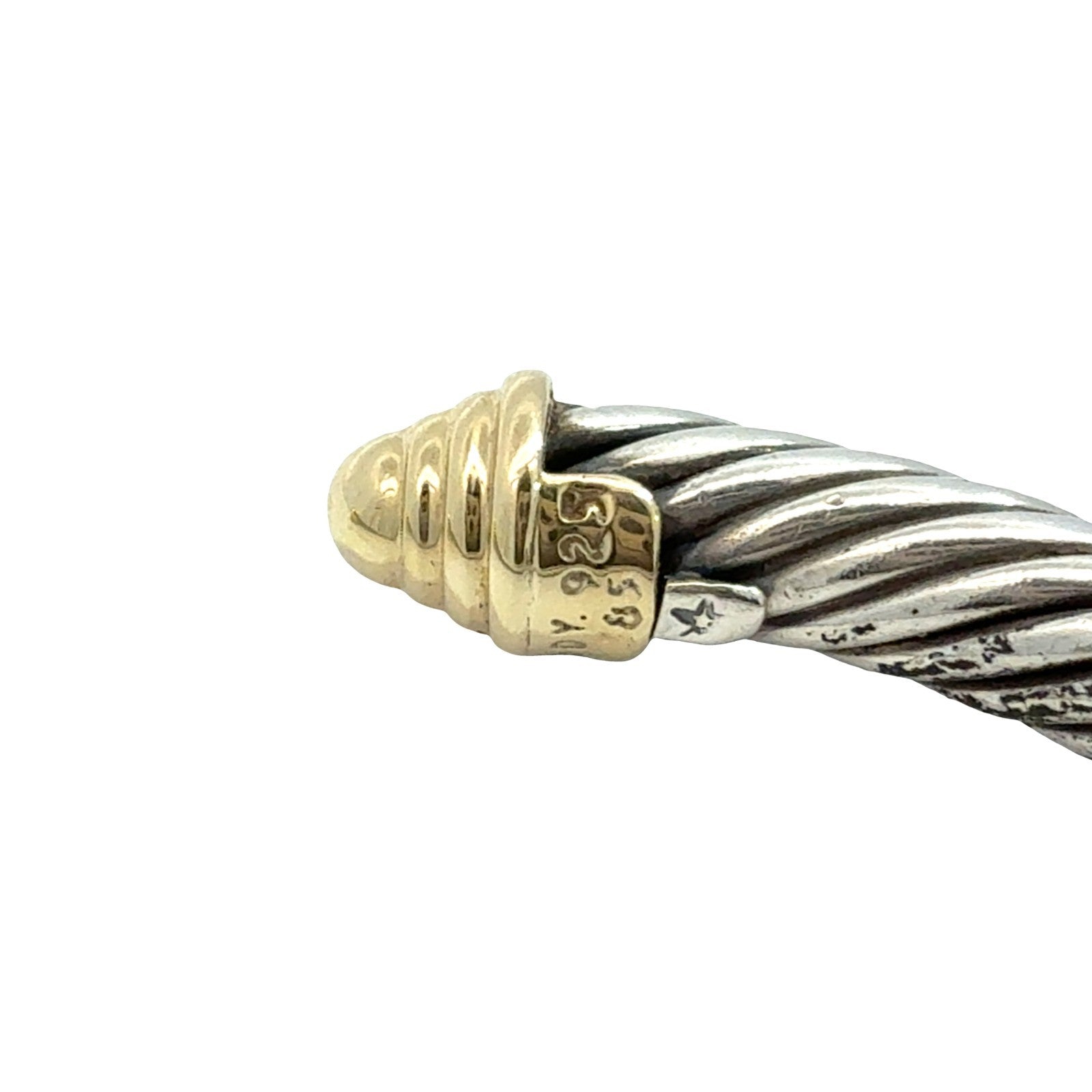 David Yurman Sterling Silver and 14k Yellow Gold Two-Tone Cable Cuff Bracelet6