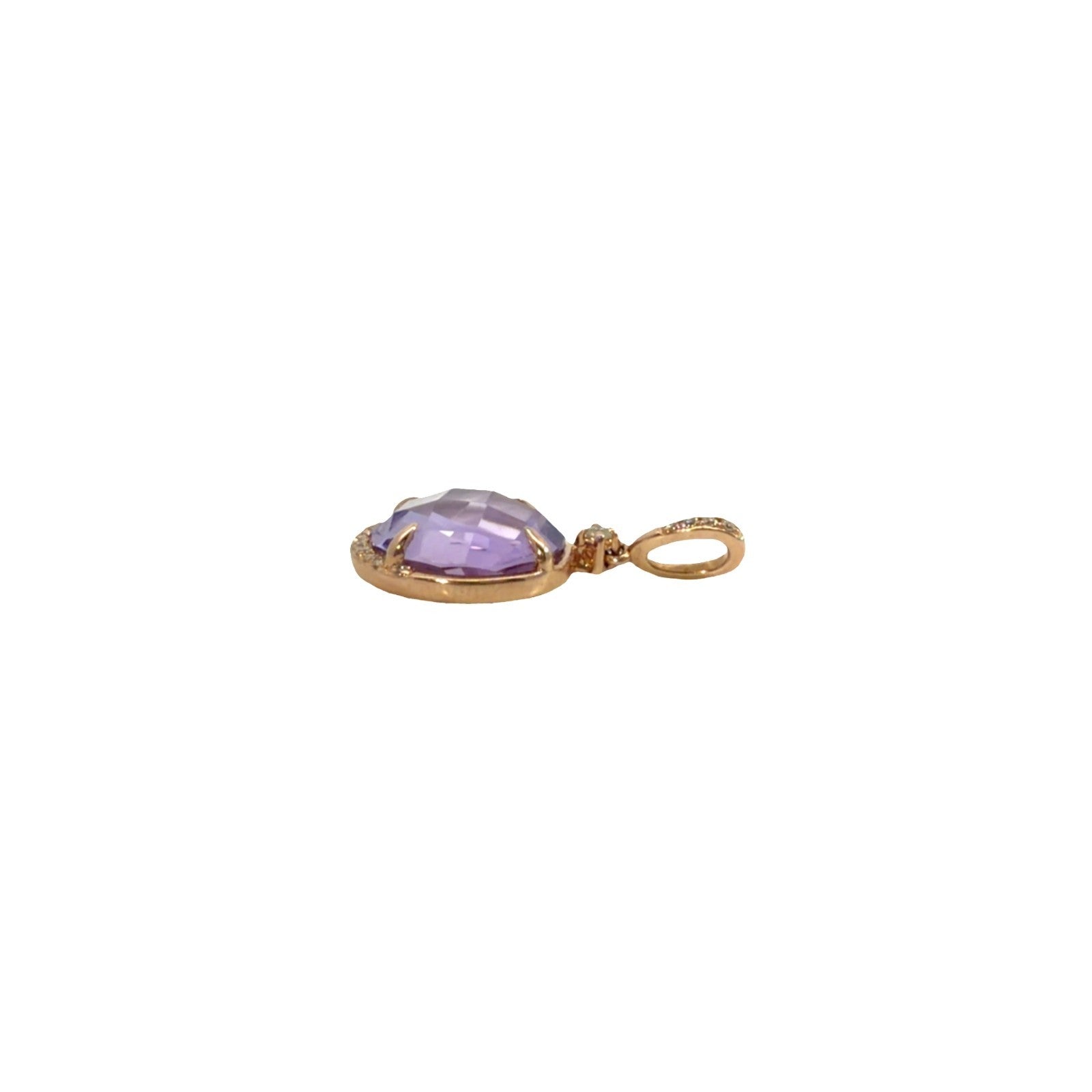 14k Rose Gold 0.07cttw Diamond & 2.69tcw Faceted Amethyst Small Pendant2