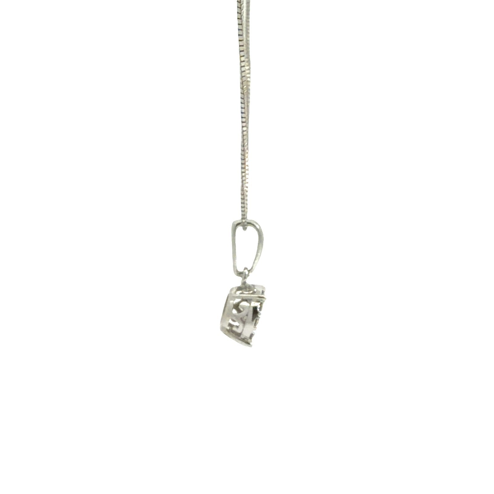 14k White Gold 0.19cttw Diamond Halo Pendant Box Chain Necklace 16"0