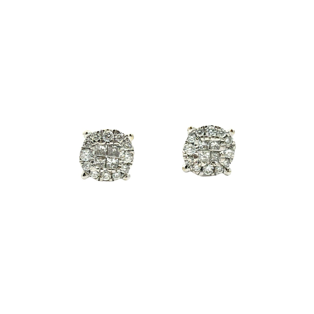 14k White Gold 0.26cttw Diamond Cluster Stud Earrings1