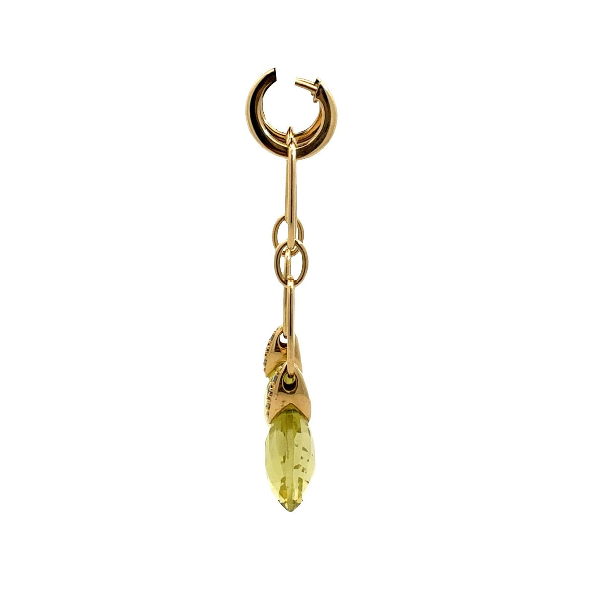 18k Yellow Gold 0.11cttw Diamond and Lemon Quartz Briolette Dangle Earrings4