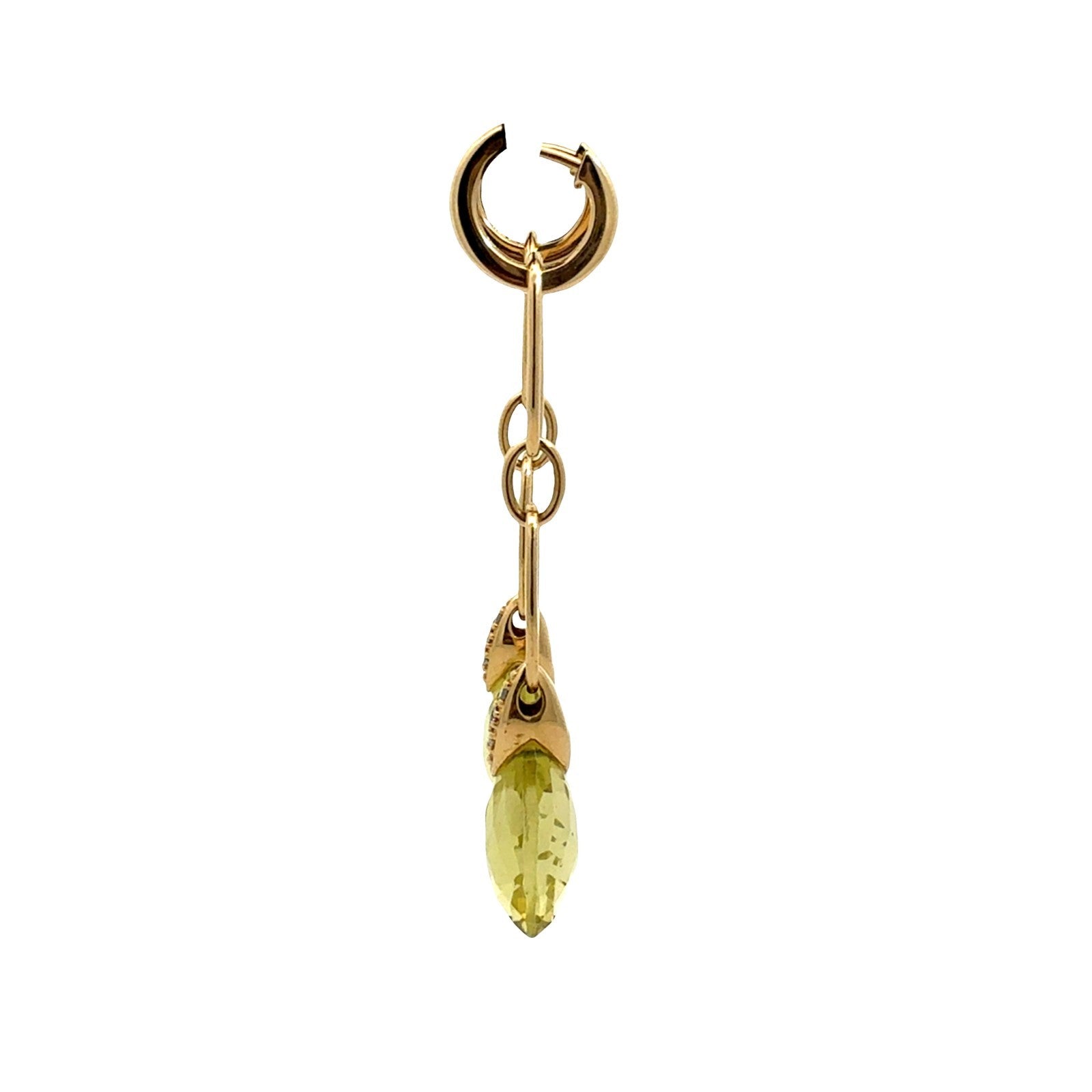 18k Yellow Gold 0.11cttw Diamond and Lemon Quartz Briolette Dangle Earrings4