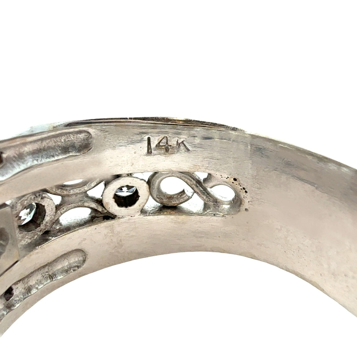 Vintage 14k White Gold 1.68cttw Diamond Filigree Wide Band Engagement Ring5