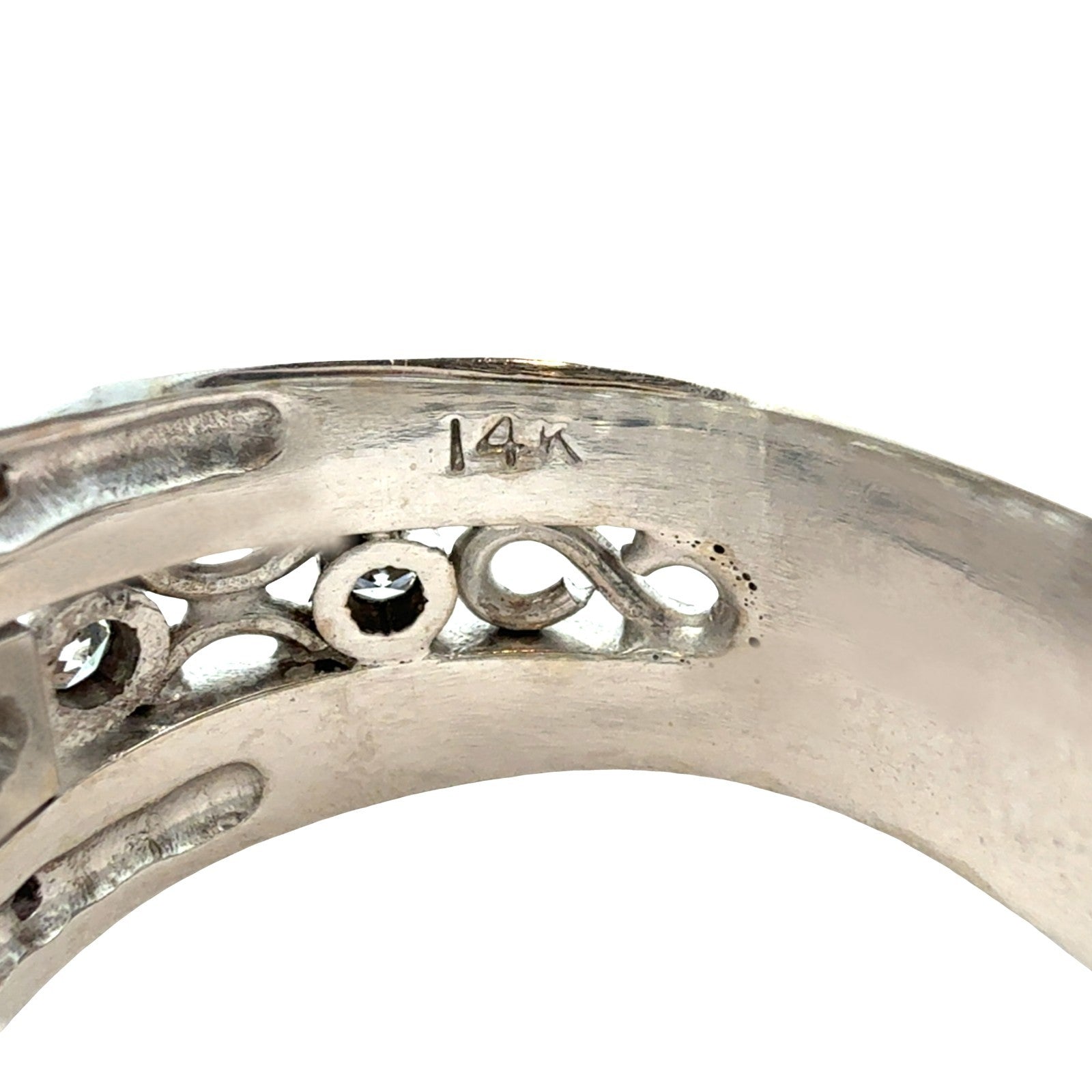 Vintage 14k White Gold 1.68cttw Diamond Filigree Wide Band Engagement Ring5