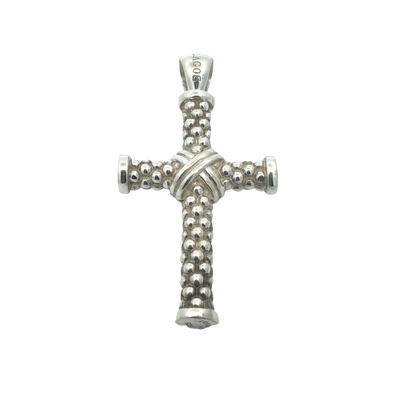 Lagos Sterling Silver Caviar Beaded Cross Pendant0