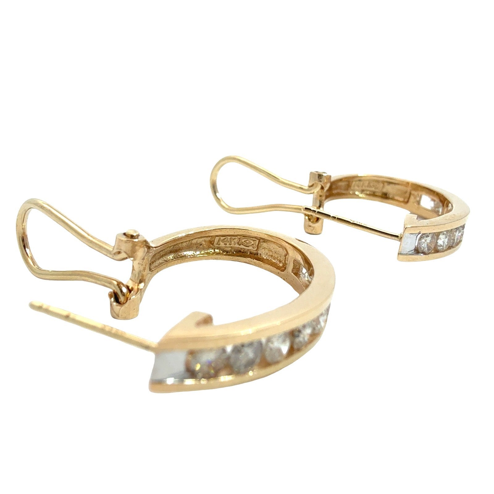 14k Yellow Gold Channel-Set 0.96tcw Diamond Hoop Earrings5