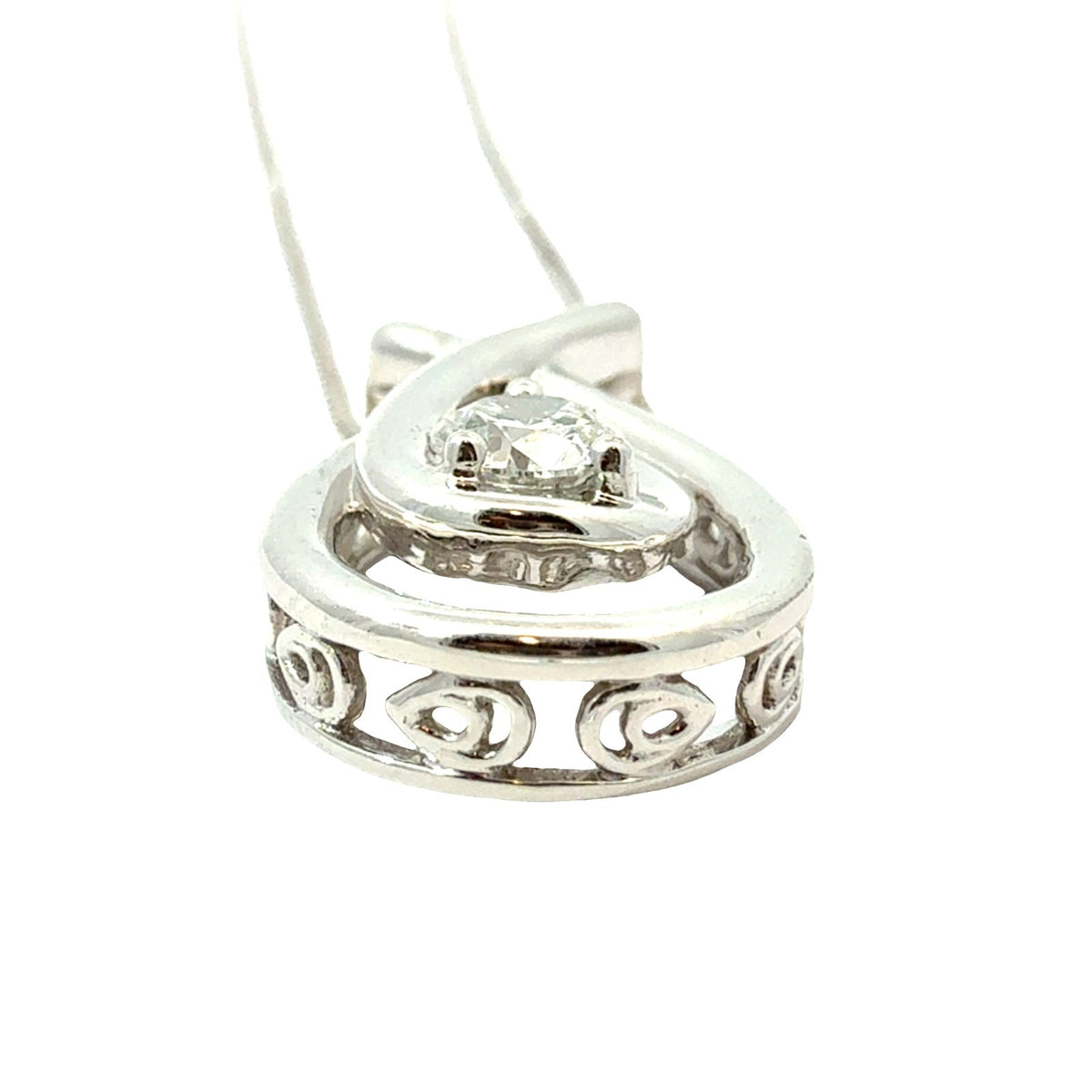 10k White Gold 0.24ctw Diamond Pendant Necklace2