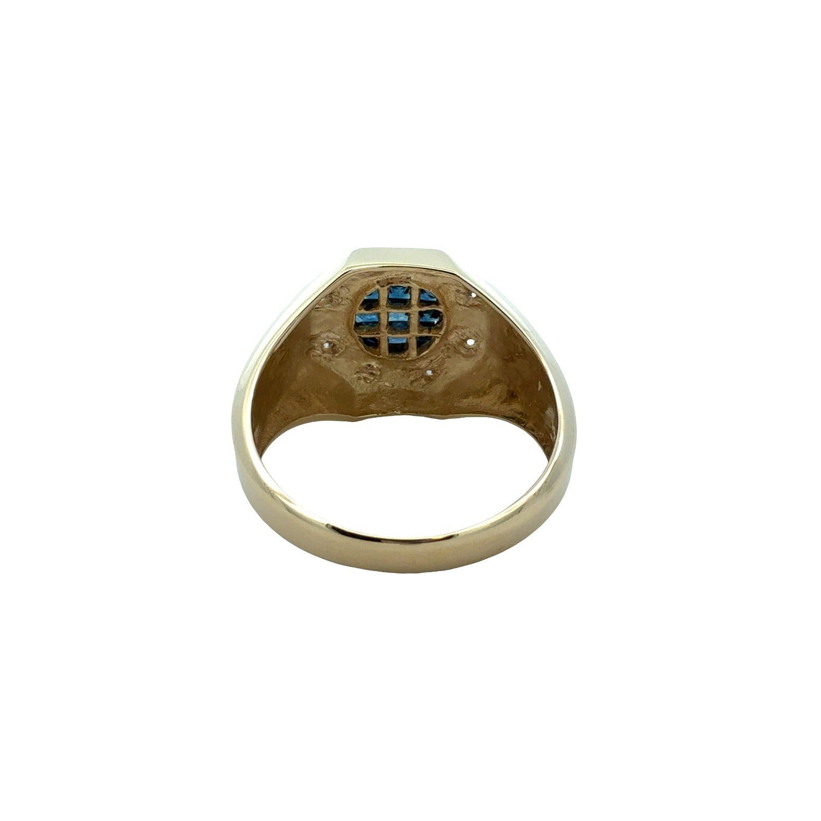 14k Yellow Gold 0.49cttw Blue Sapphire & 0.12ttw Diamond Octagonal Men's Ring3