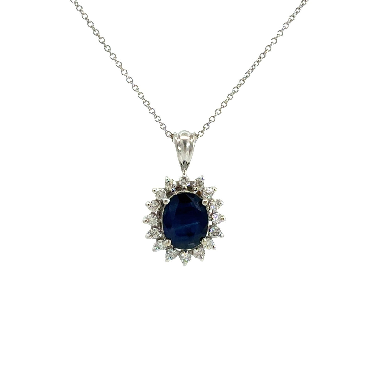 Effy 14k White Gold 1.88tcw Sapphire & 0.44cttw Diamond Halo Pendant & Necklace5
