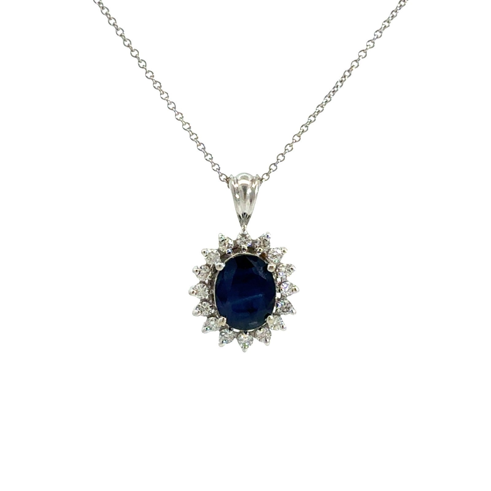 Effy 14k White Gold 1.88tcw Sapphire & 0.44cttw Diamond Halo Pendant & Necklace5