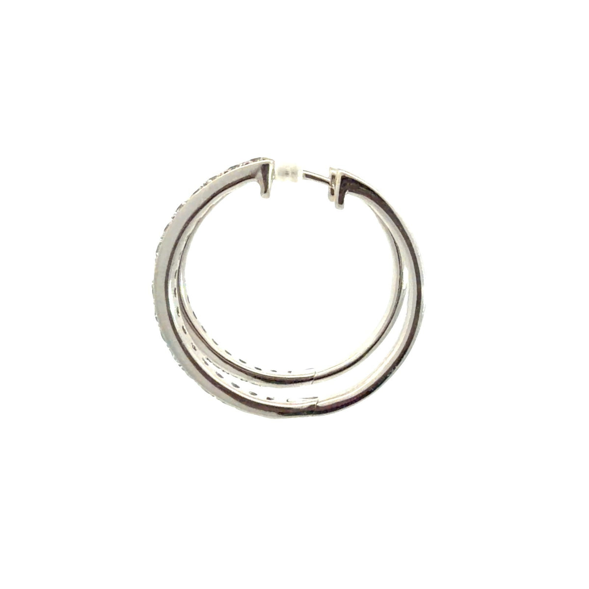 Estate 10k White Gold & 1.19cttw Diamond Hoop Earrings2