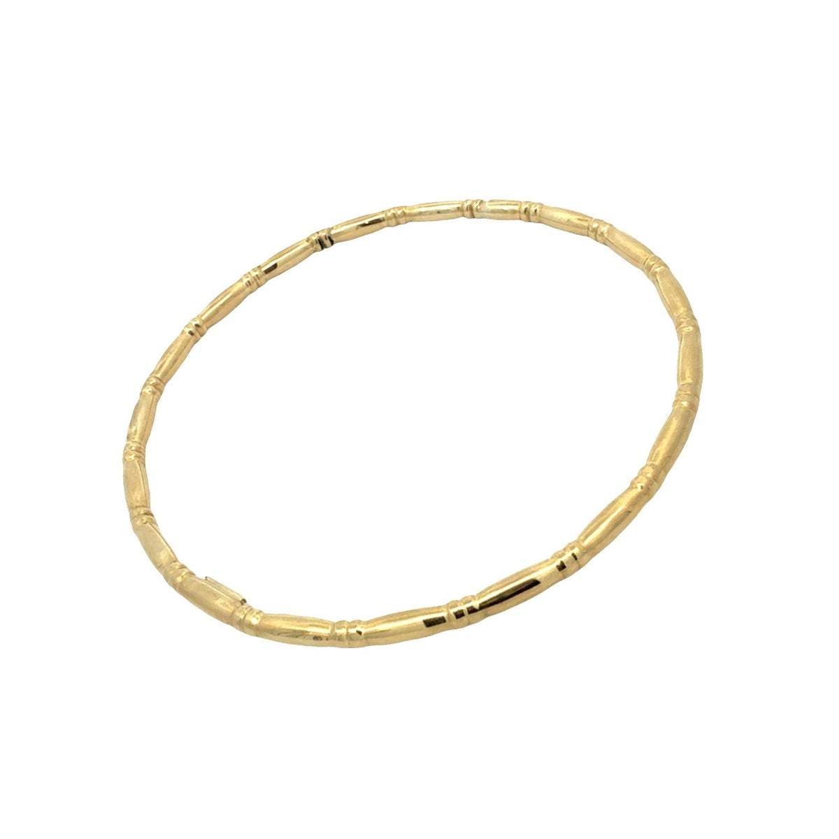 14k Yellow Gold Bamboo Bangle Bracelet 8"1