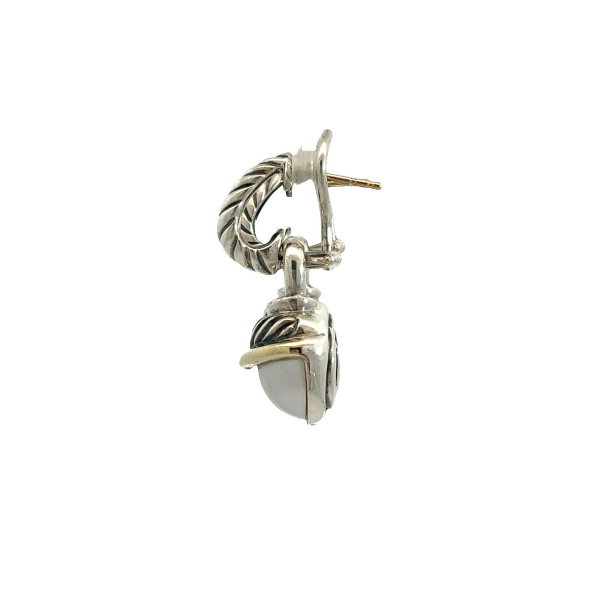 David Yurman Sterling Silver 14k Gold Accents & Pearl Acorn Drop Earrings1