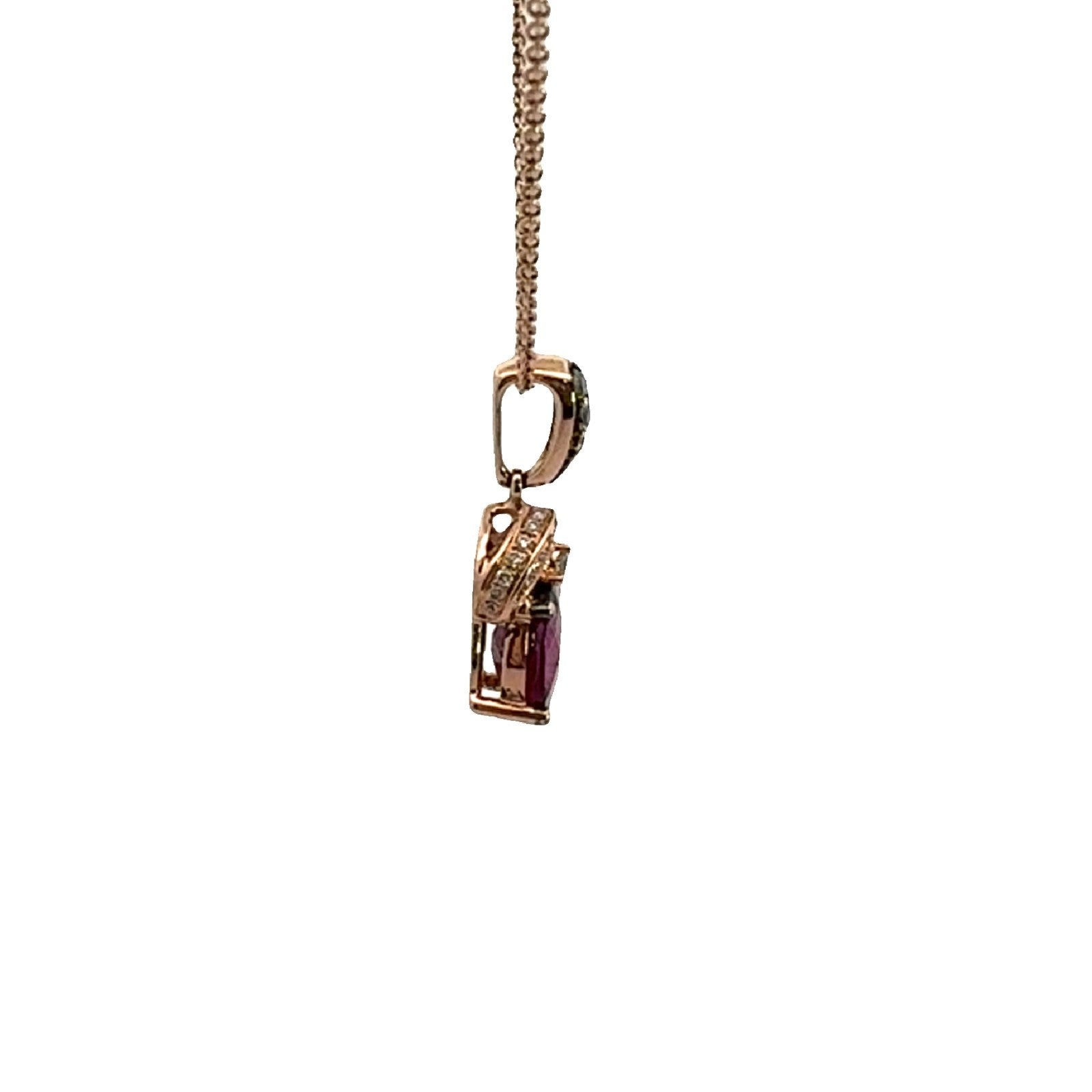 LeVian 14k Rose Gold Necklace with 0.21ctw Diamond & 1.42ctw Rhodolite Garnet3