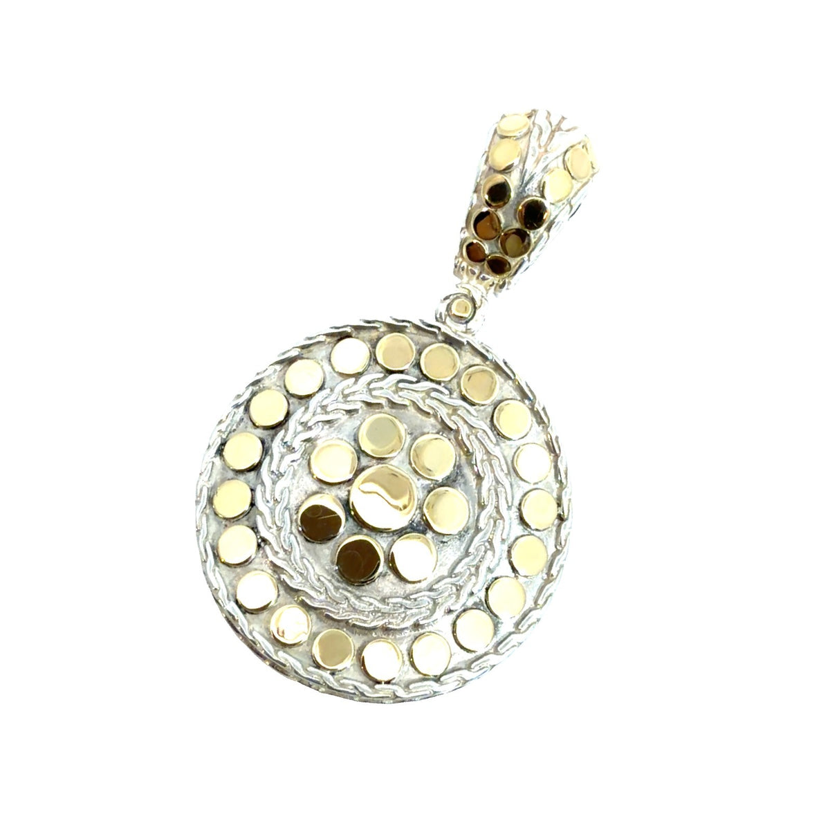 John Hardy Dot Collection Sterling Silver & 1/3 18k Yellow Gold Enhancer Pendant1