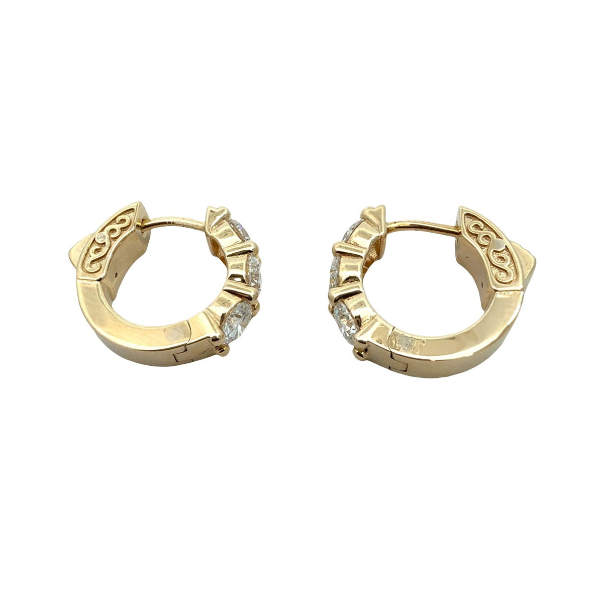 14k Yellow Gold and 1.50cttw Lab-Grown Diamond Huggie Hoop Earrings4