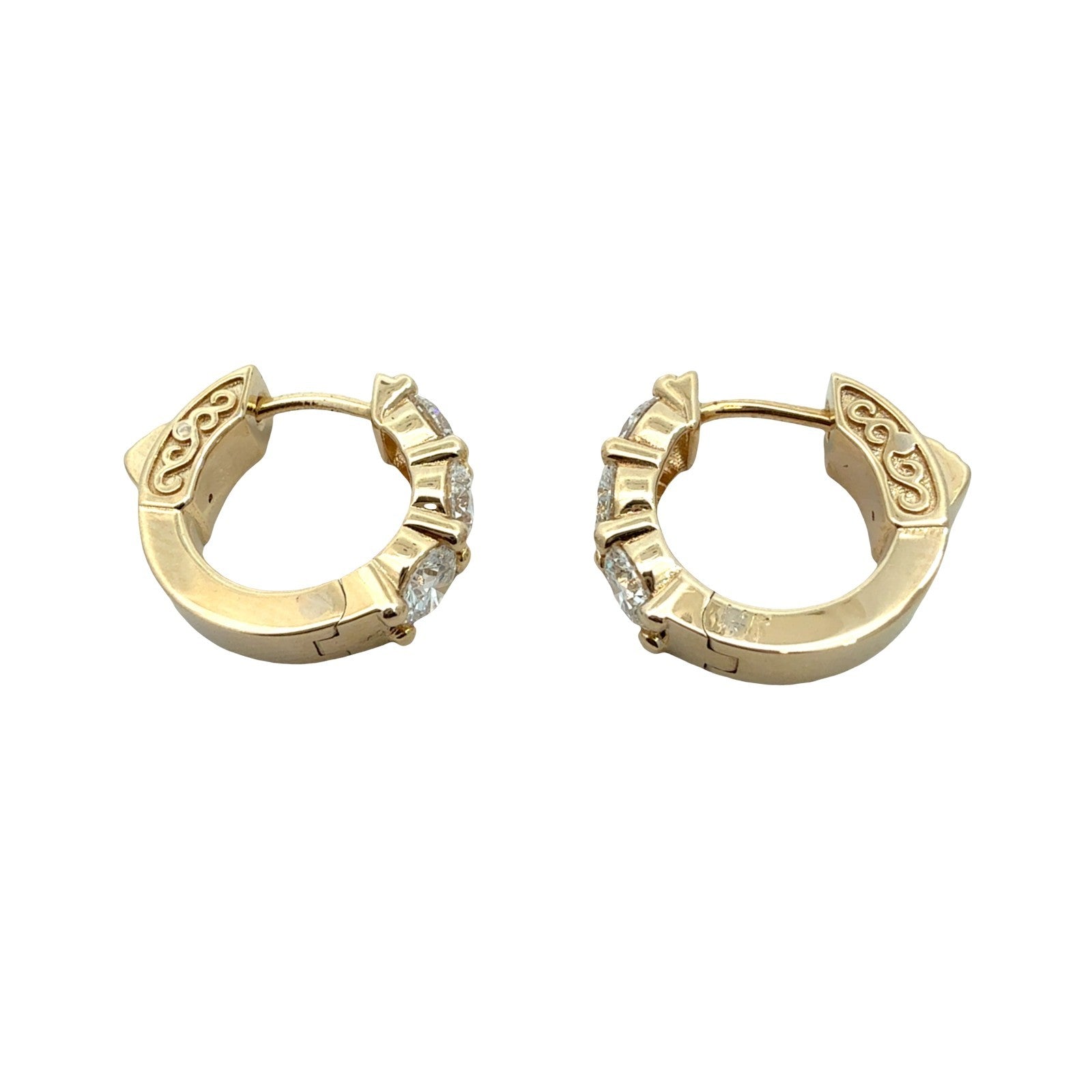14k Yellow Gold and 1.50cttw Lab-Grown Diamond Huggie Hoop Earrings4