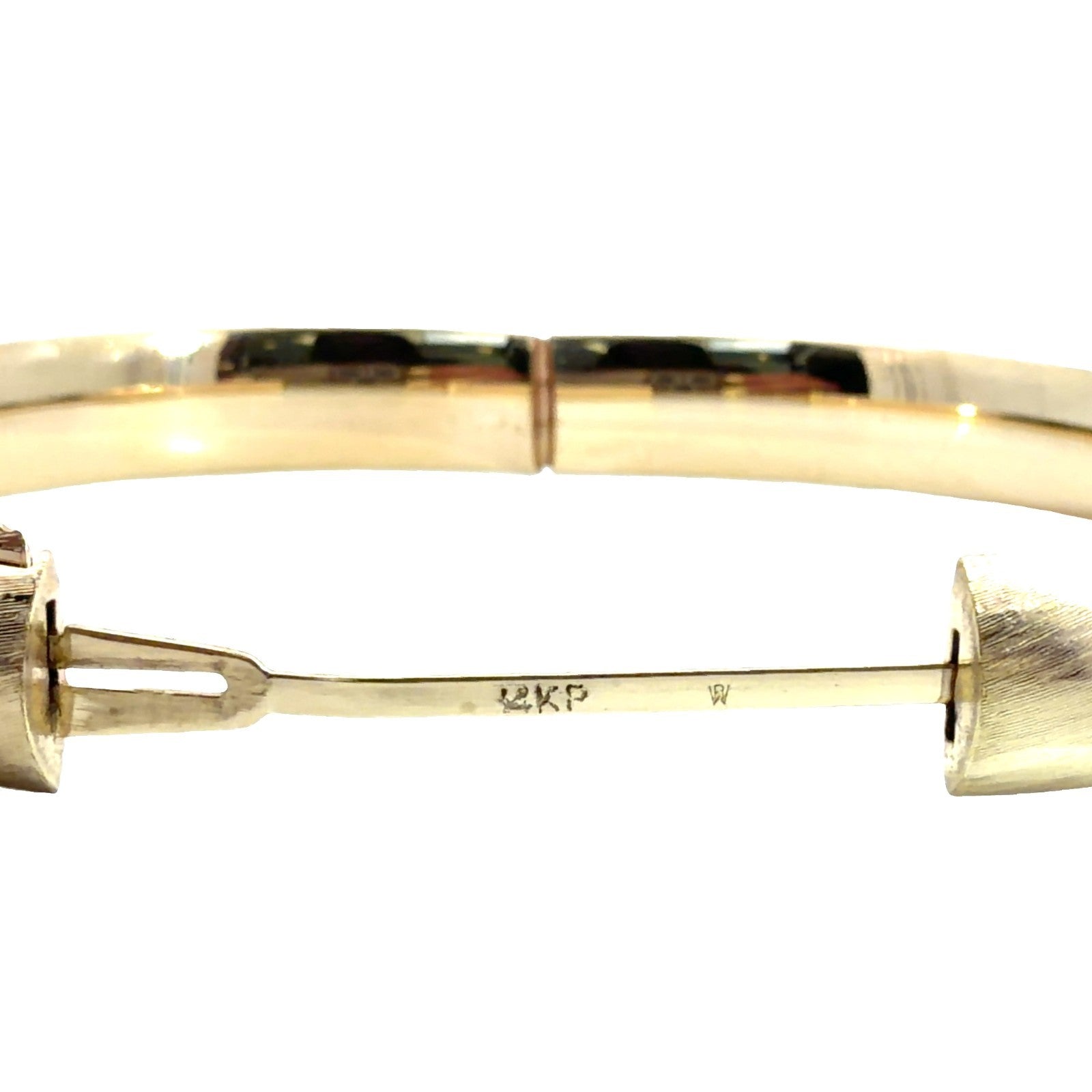 Vintage 14k Yellow Gold Engraved Floral Bangle Bracelet 8"5
