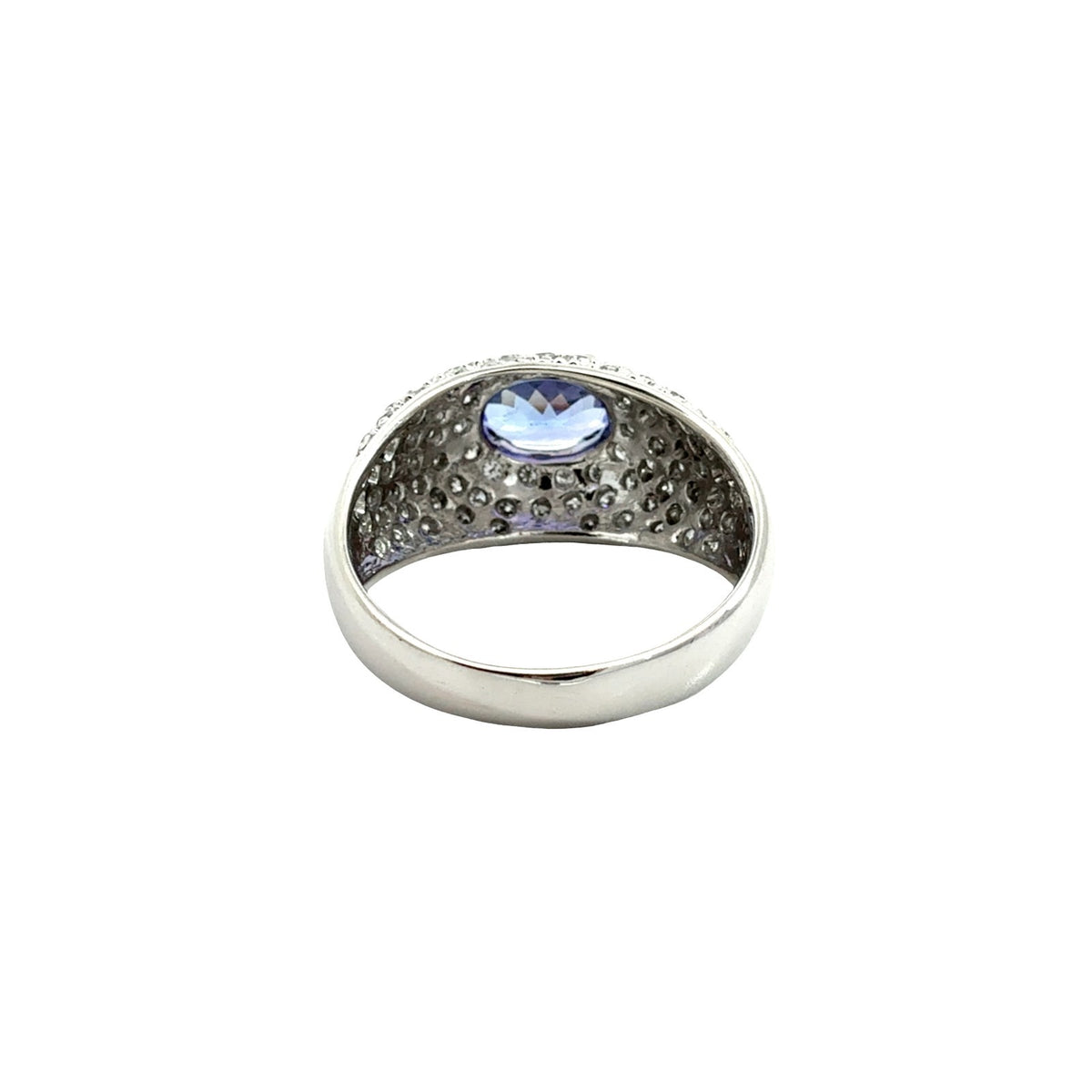 14k White Gold 0.96tcw Tanzanite and 0.47cttw Pave Diamond Dome Cocktail Ring3