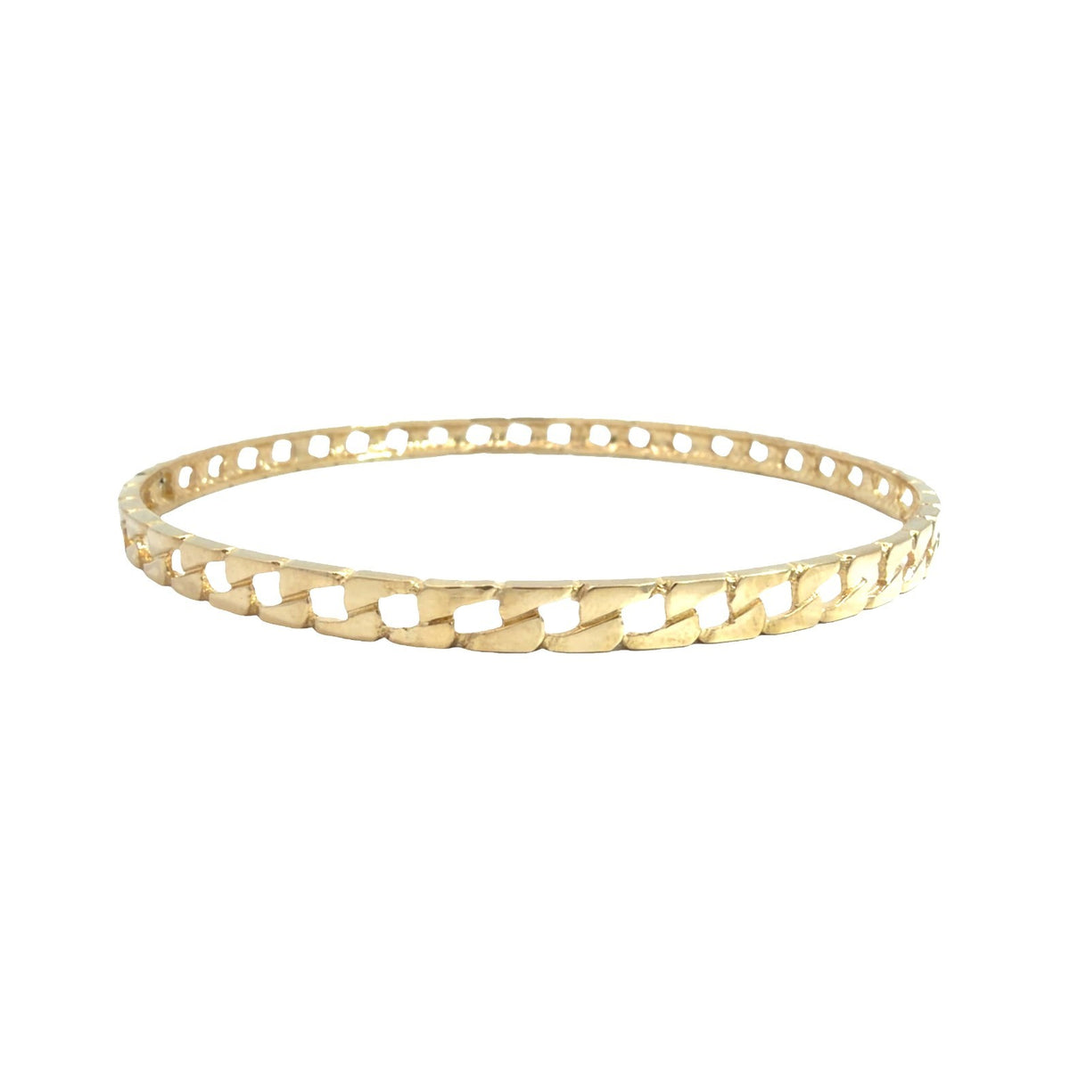 14k Yellow Gold Curb Link Style Bangle 8"2