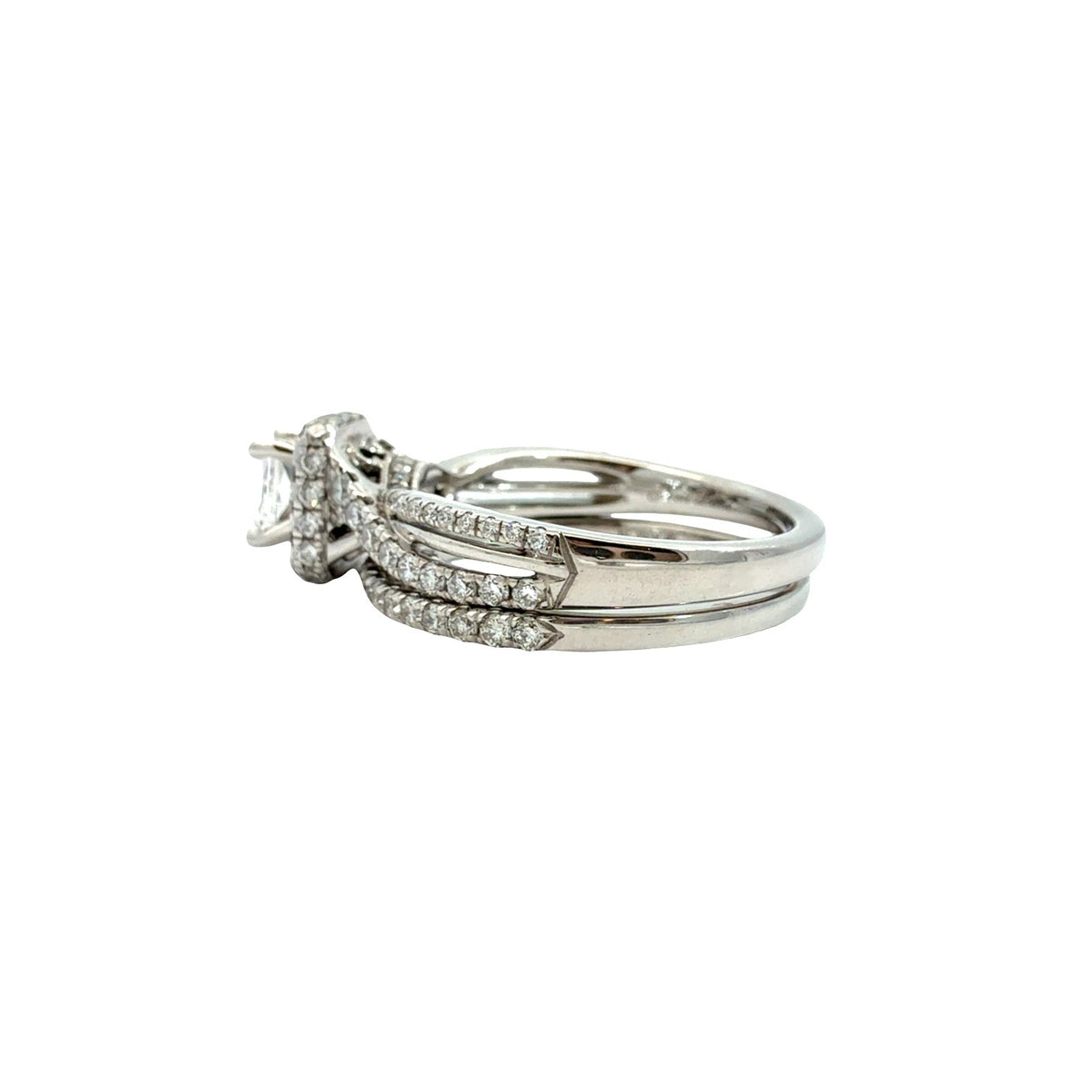 Neil Lane 14k White Gold 1.37cttw Radiant Diamond Halo Engagement Ring & AM Band4