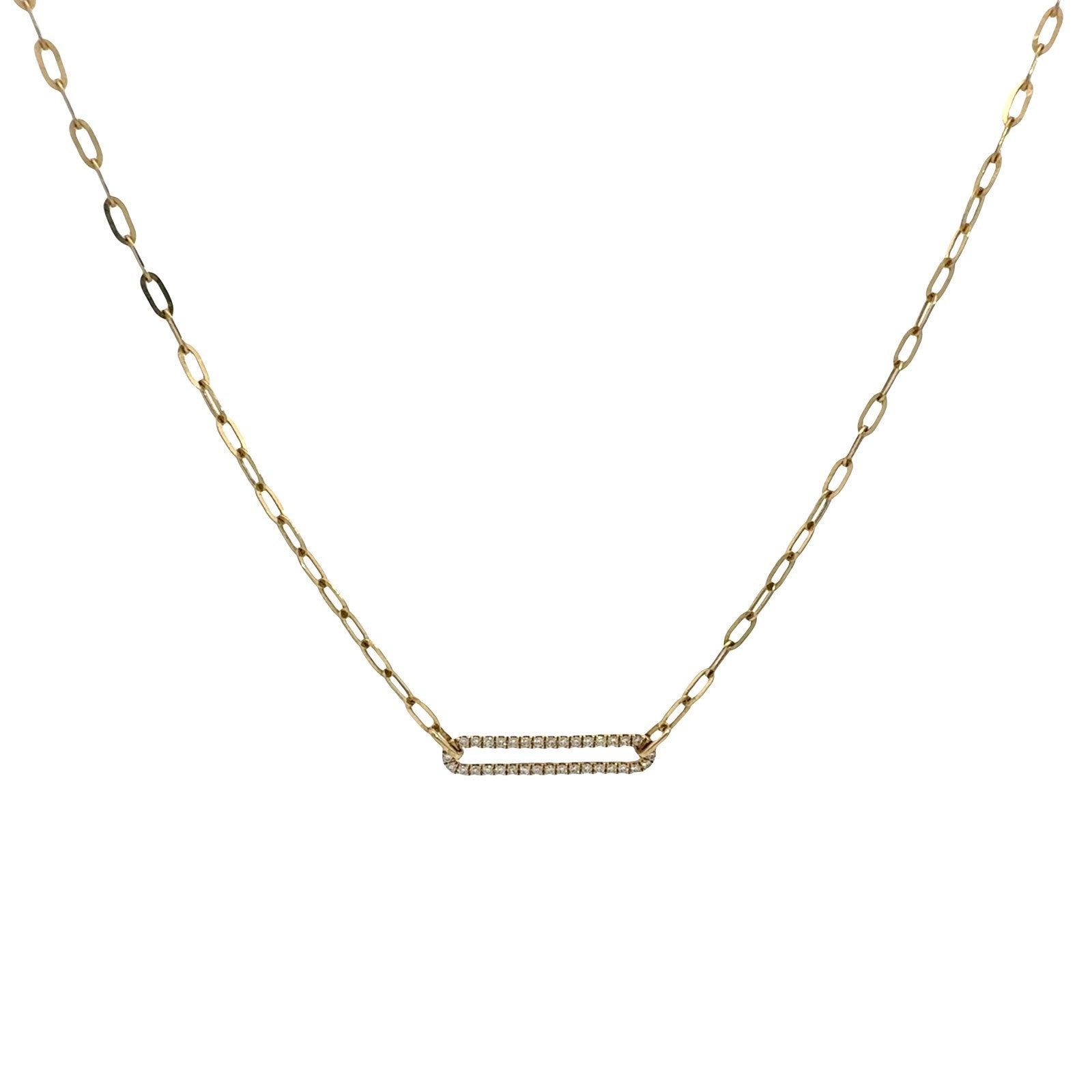 14k Yellow Gold & 0.26cttw Diamond Open Link Paperclip Chain Necklace 18"0