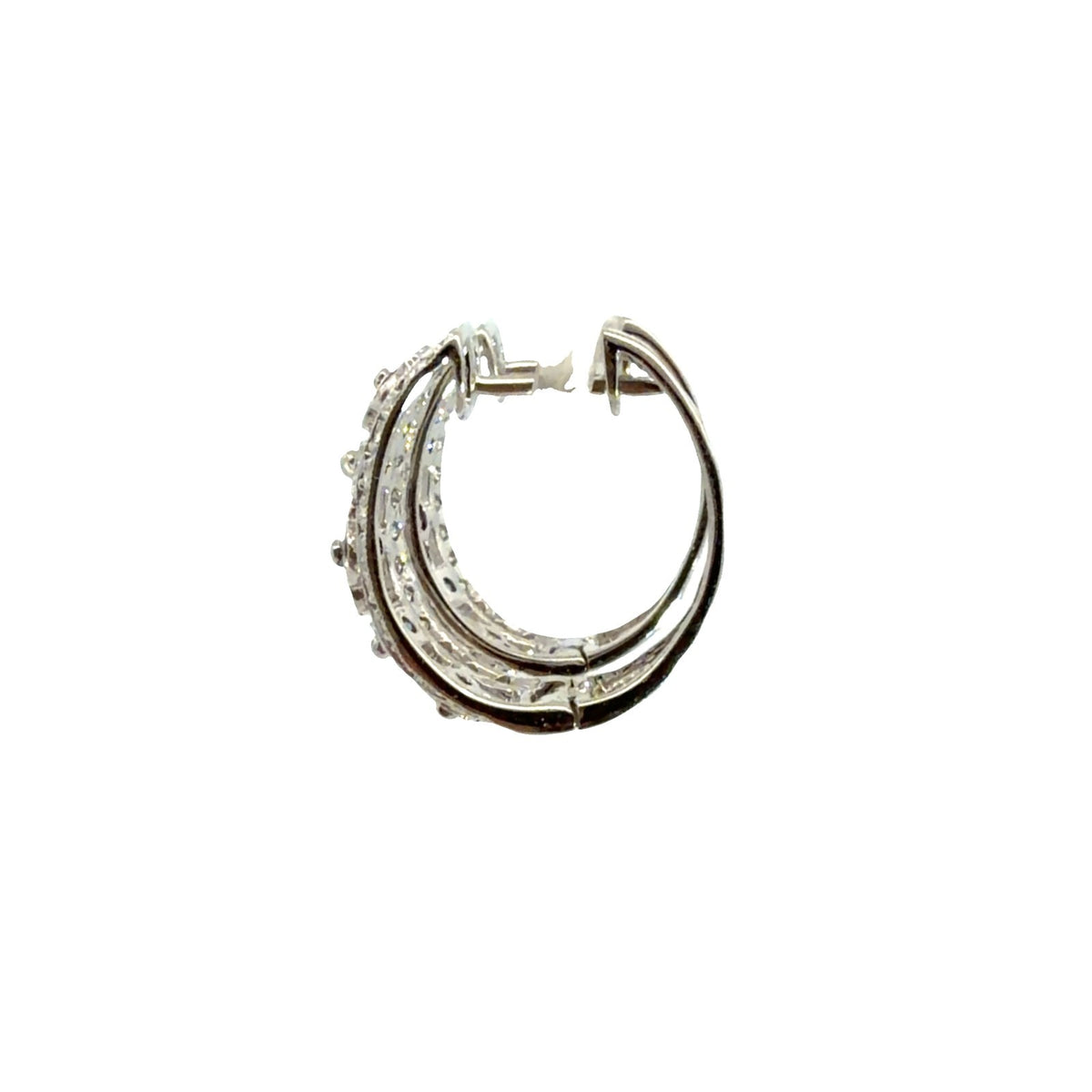 14k White Gold Multi-Color 0.82cttw Diamond Floral Openwork Hoop Earrings2