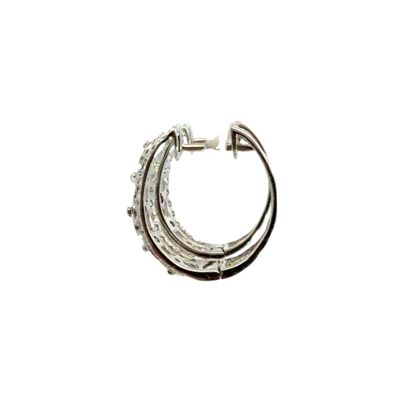 14k White Gold Multi-Color 0.82cttw Diamond Floral Openwork Hoop Earrings2