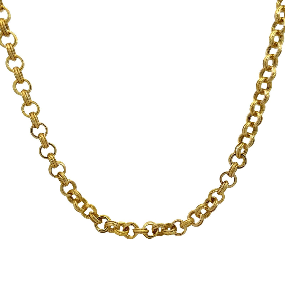 Italy 14k Yellow Gold Textured Multi-Link Chain Necklace 18"3