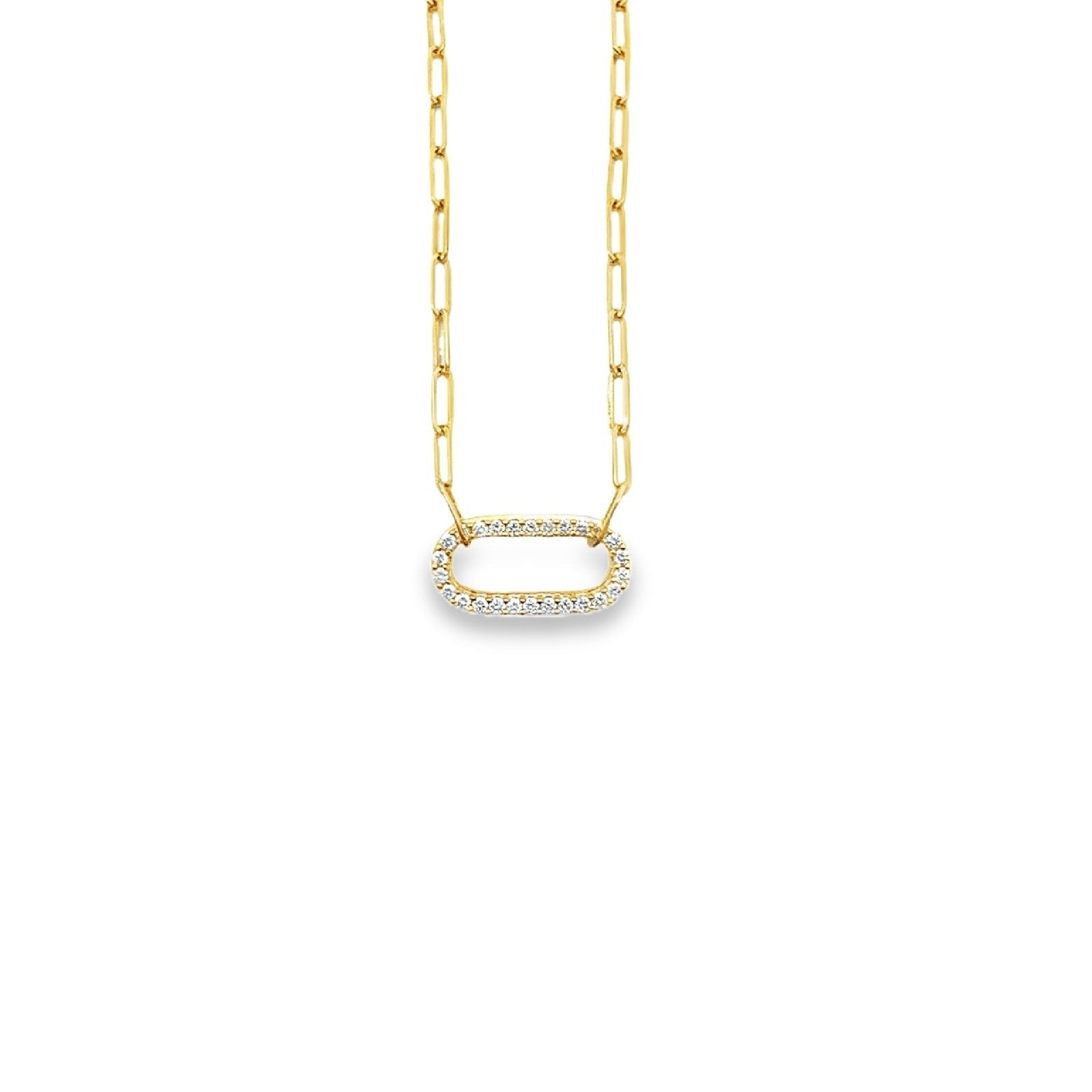 Estate 14k Yellow Gold and Diamond Chain Link Necklace 18"3