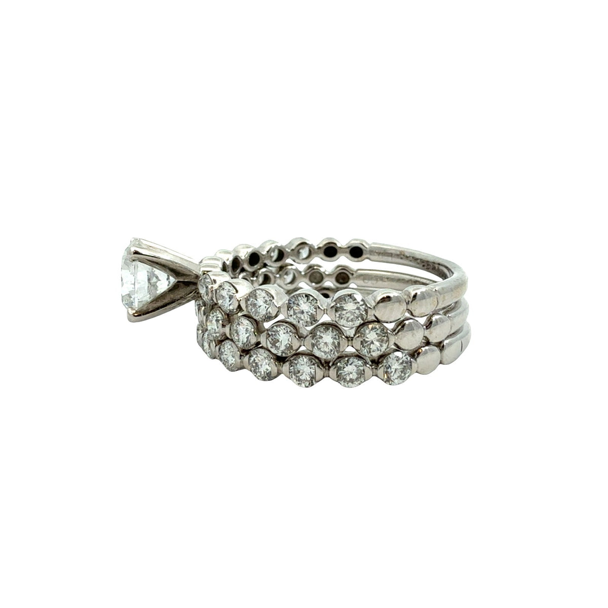 10k White Gold Round 2.35cttw(0.91tcw) Lab Created Diamond Bridal Set 3 Rings2