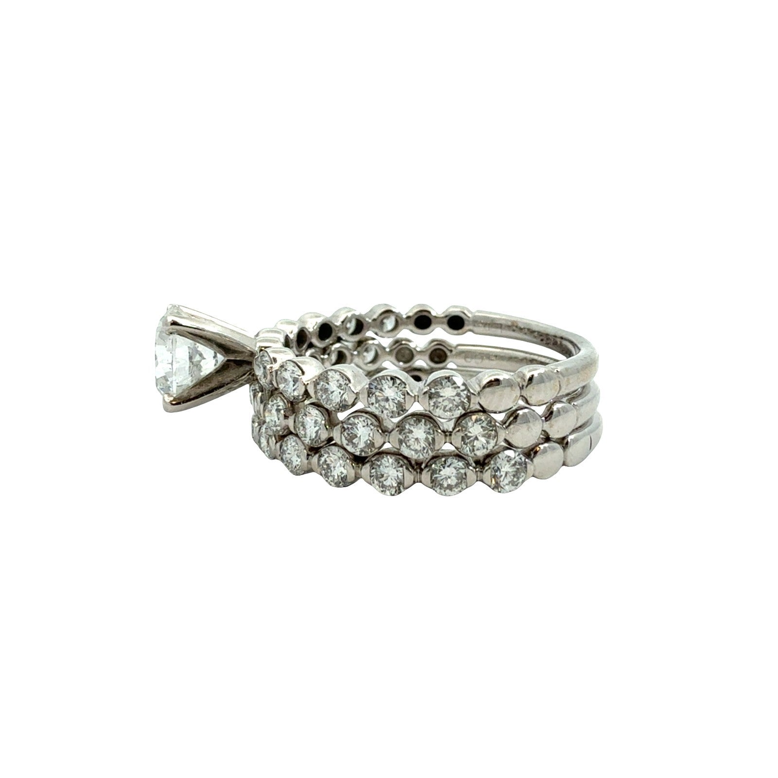 10k White Gold Round 2.35cttw(0.91tcw) Lab Created Diamond Bridal Set 3 Rings2