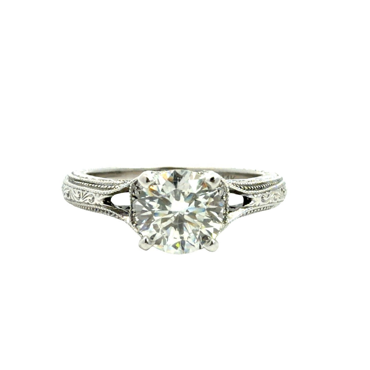 Neil Lane Vintage-Style 14k White Gold Milgrain 1.14cttw Diamond Engagement Ring0