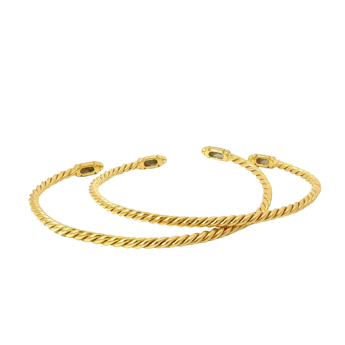 Set of 2 18k Yellow Gold Wire Rope Bangle Bracelets3