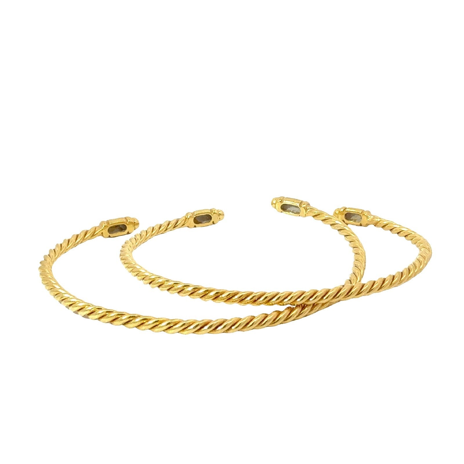 Set of 2 18k Yellow Gold Wire Rope Bangle Bracelets3