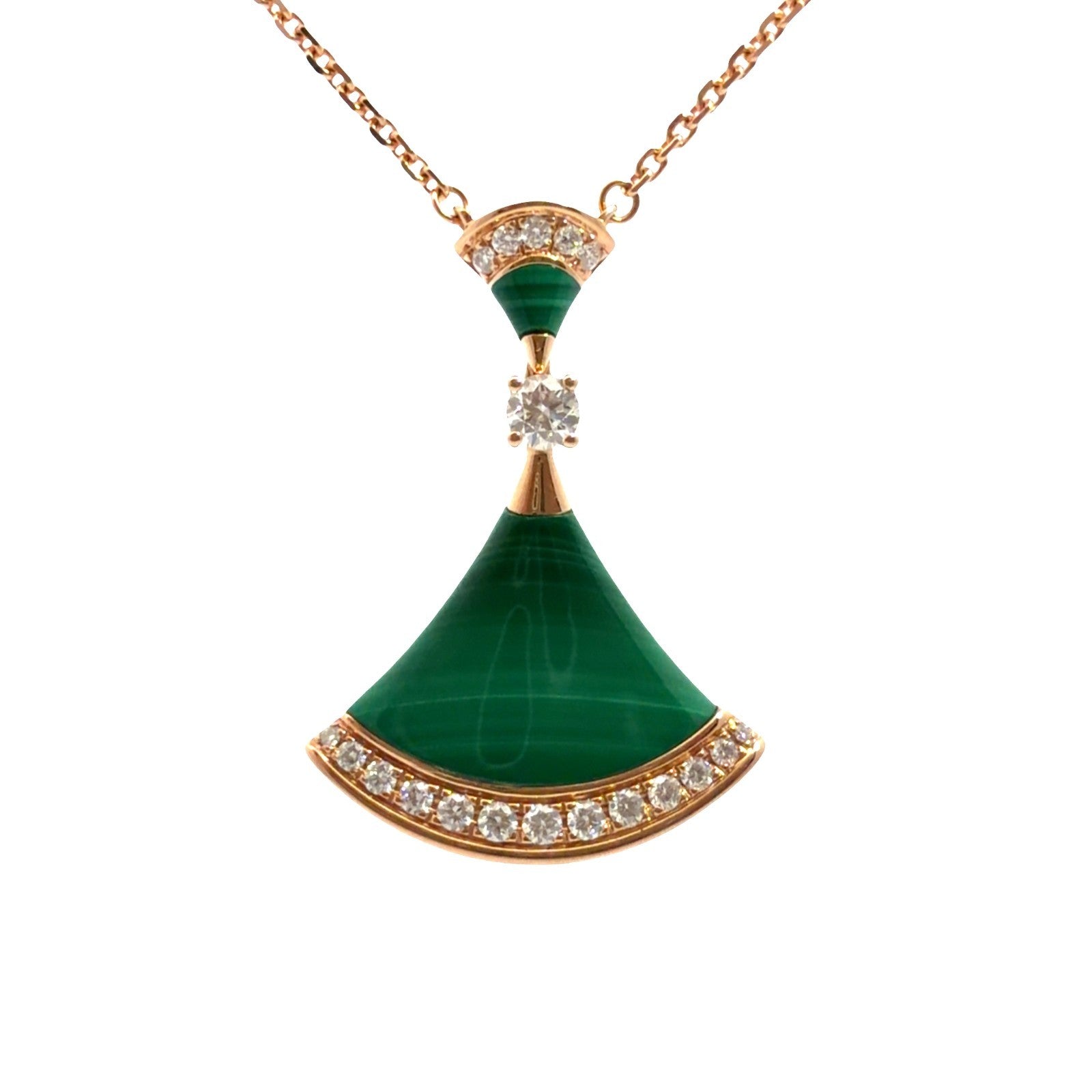 Bvlgari Divas' Dream 18k Rose Gold Necklace with Malachite and 0.32ctw Diamond0