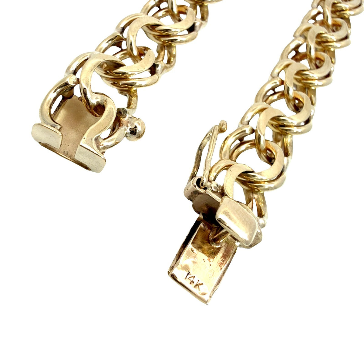 14k Yellow Gold Double Link Chain Charm Bracelet5