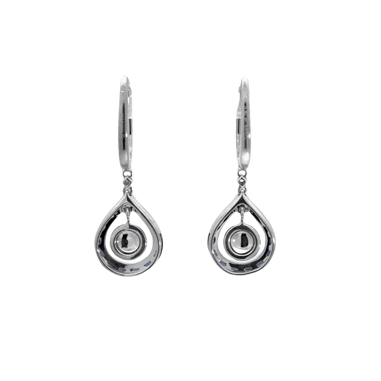 14k White Gold Dangle Earrings with (0.22ctw) Diamond and (0.12ctw) Sapphire2