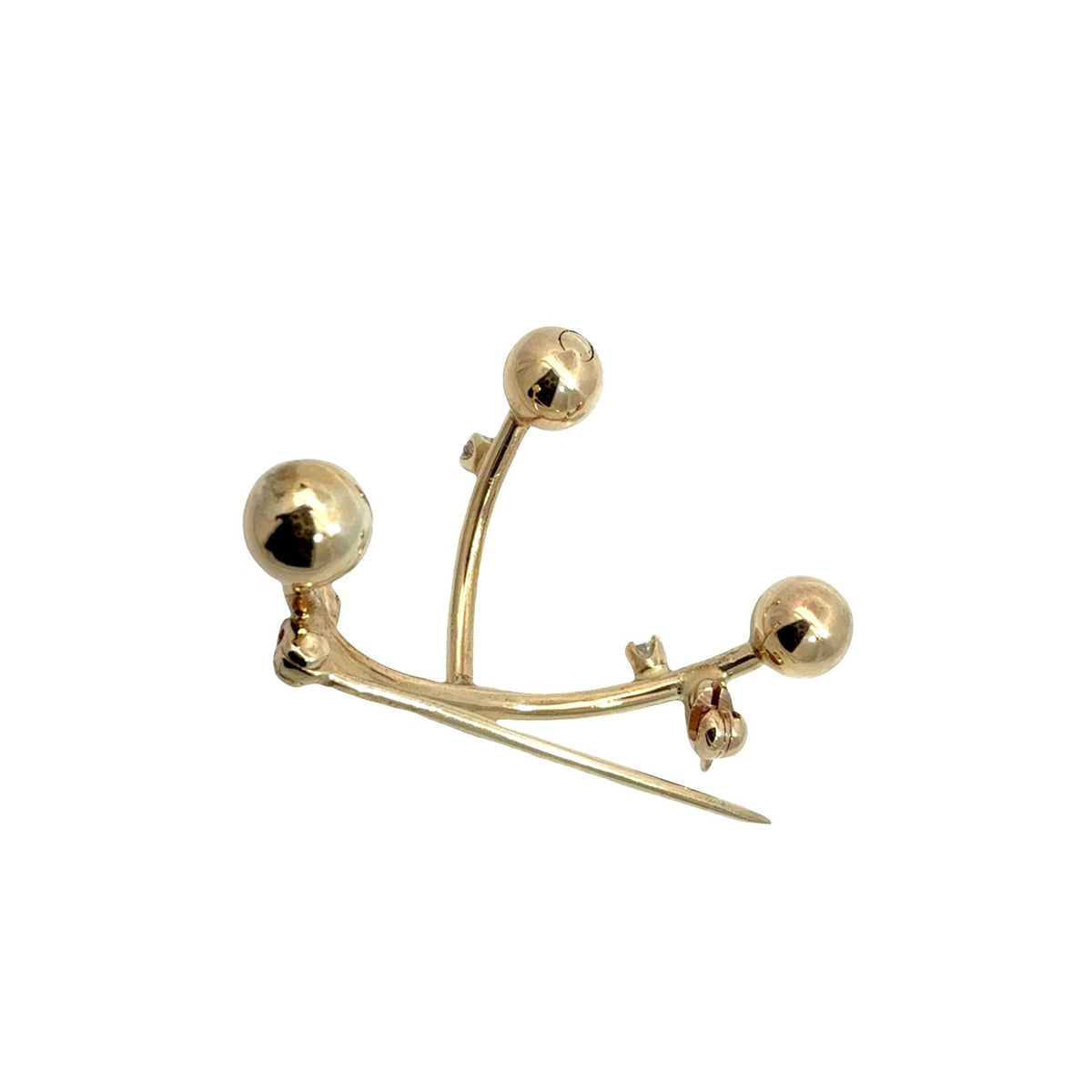 Vintage 12k Yellow Gold and 0.20cttw Diamond Geometric Brooch1