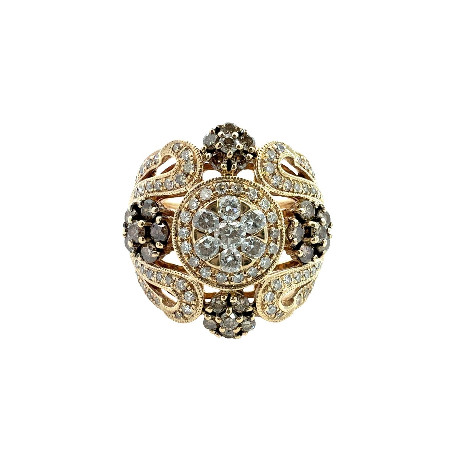 14k Yellow Gold 1.13cttw Diamond Cluster Cocktail Ring0
