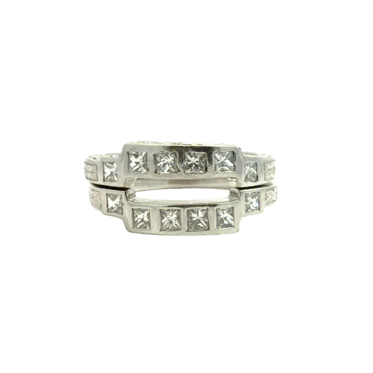 Platinum Bezel Set Princess Cut 0.48cttw Diamond Bands Size 5.50