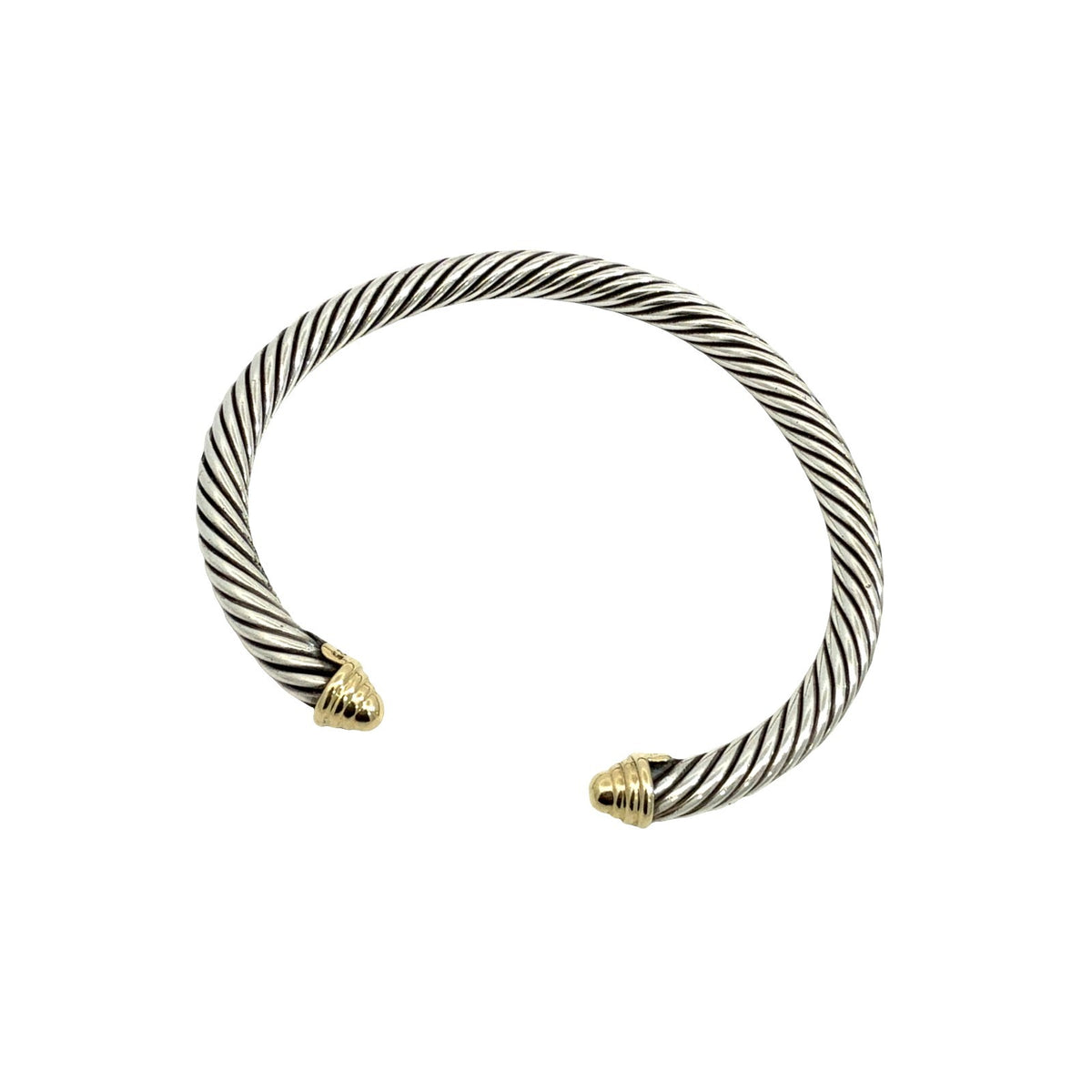David Yurman Sterling Silver and 14k Yellow Gold Two-Tone Cable Cuff Bracelet1