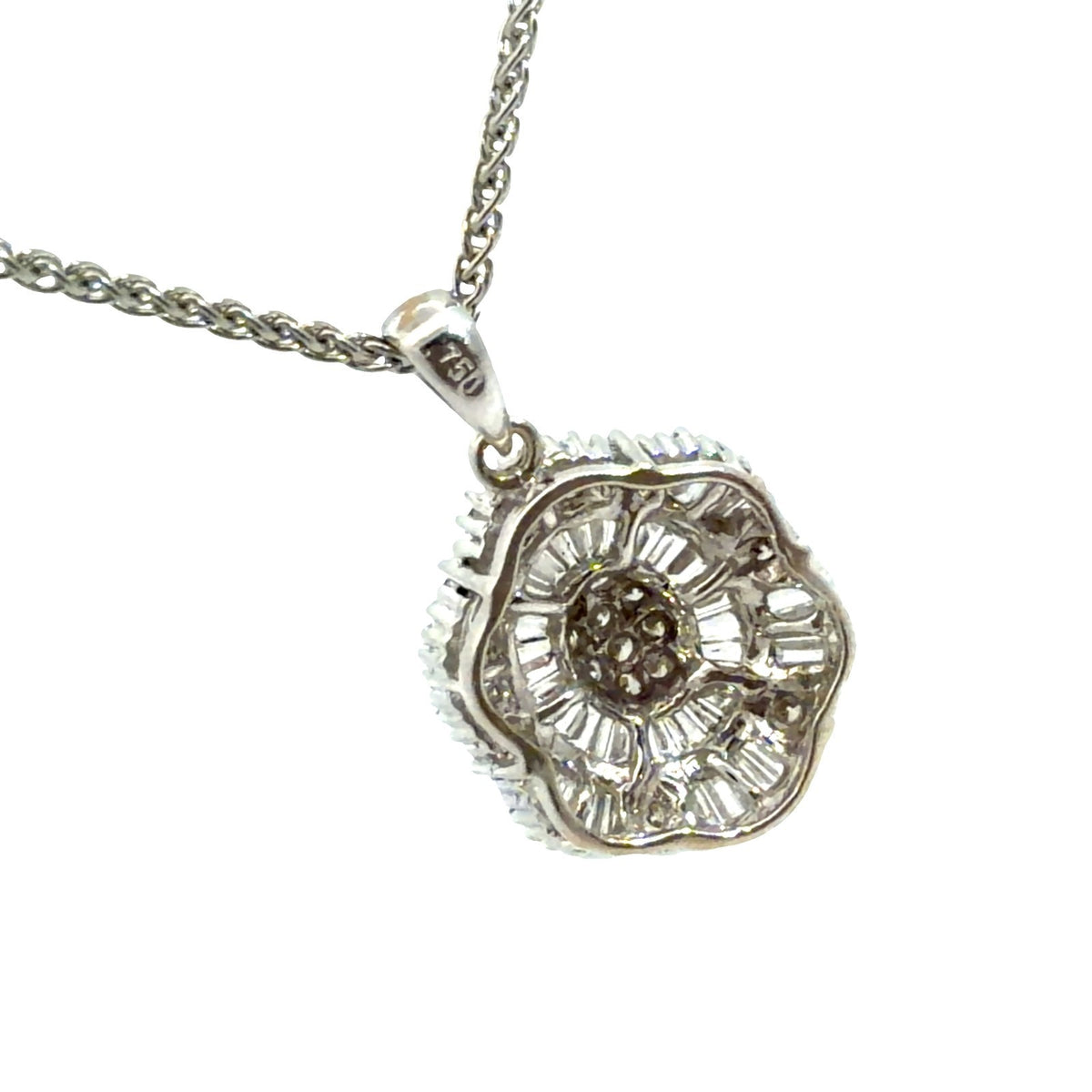 18k White Gold  0.60ctw Diamond Cluster Pendant Necklace4