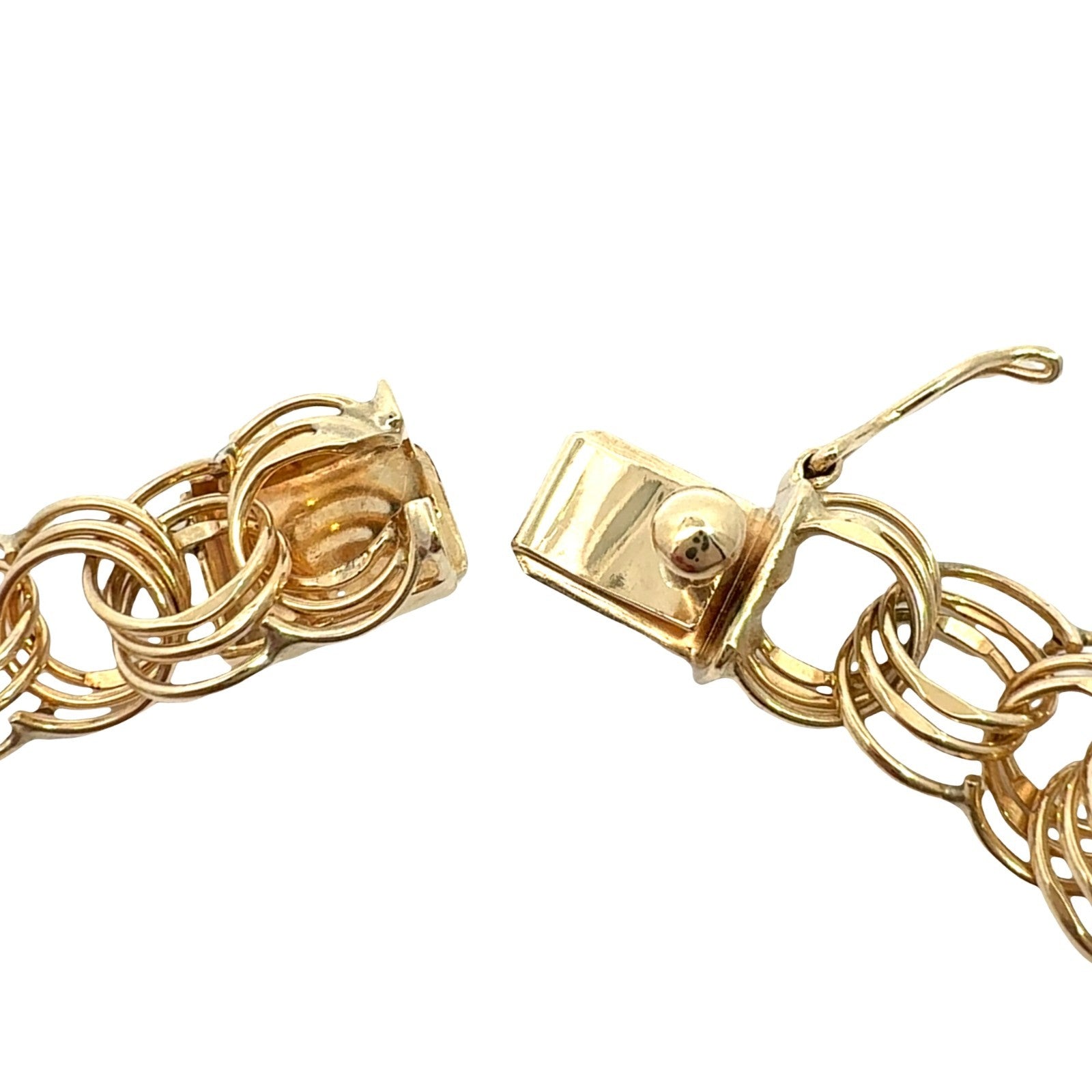 American 14k Yellow Gold Interlocking Double Link Charm Bracelet 7.5"6