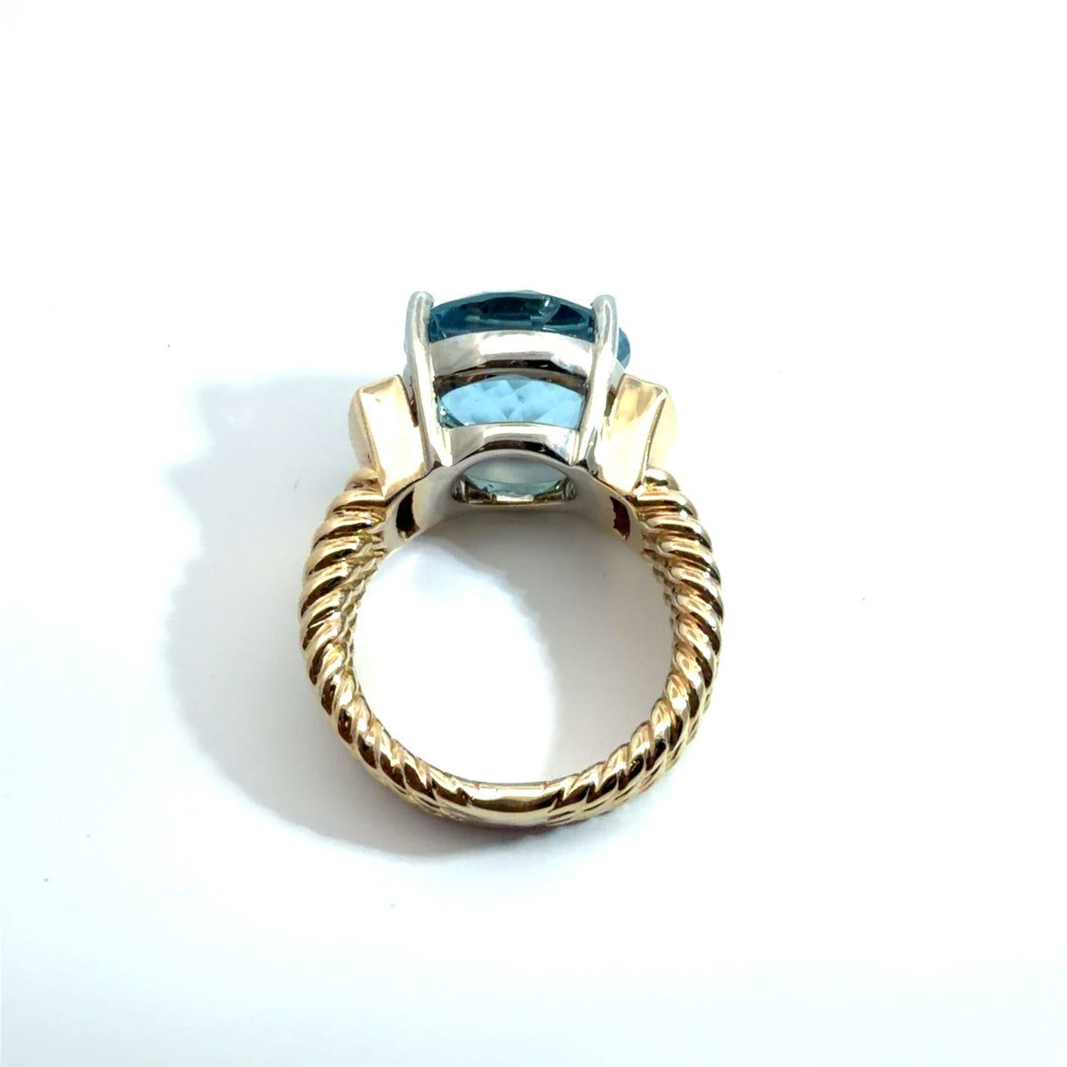 14k Multi-Tone Gold 7.75ctw Topaz and 0.30ctw Diamond Ring Sz 6.255