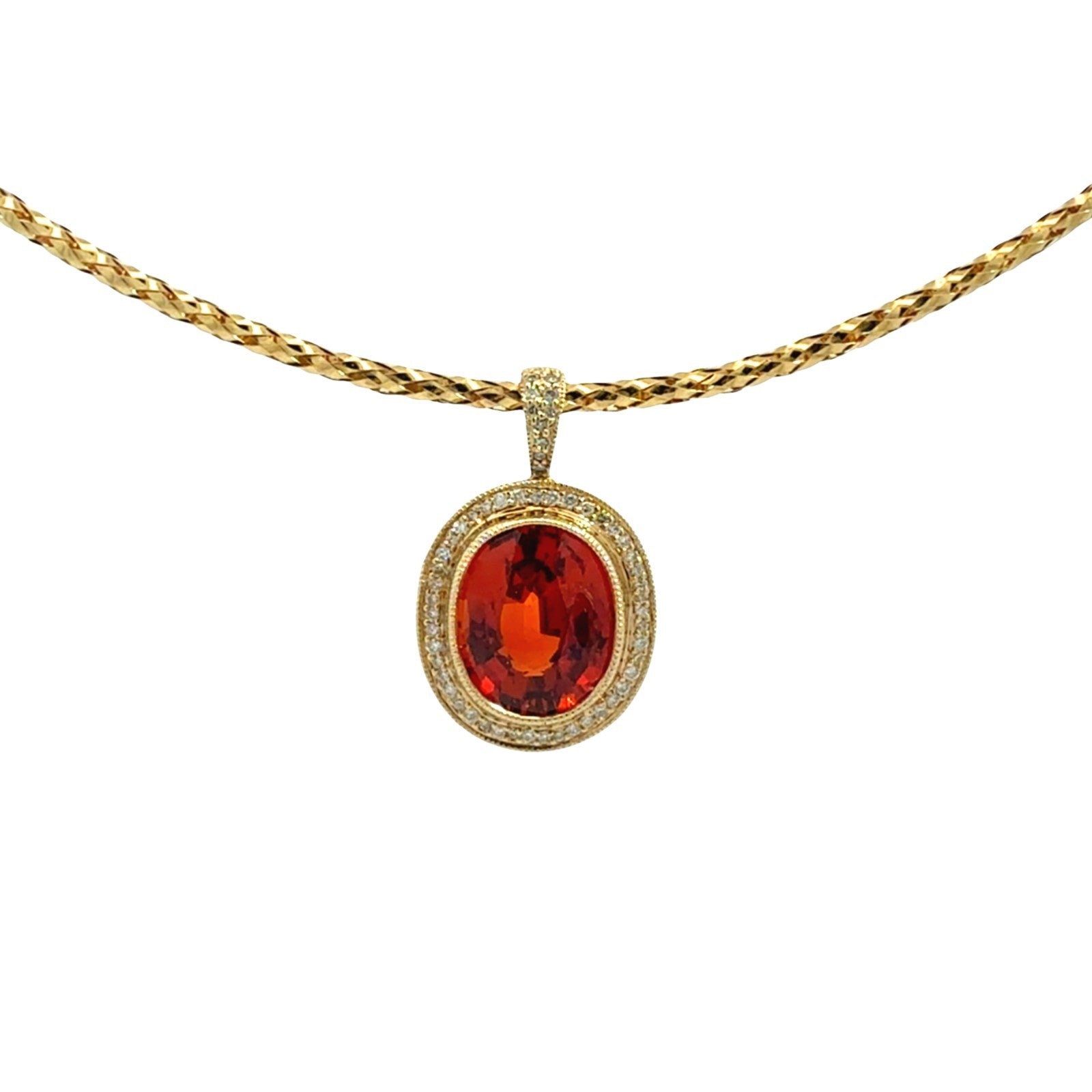 14k Yellow Gold 3.47tcw Oval Citrine and 0.22cttw Diamond Pendant Necklace0